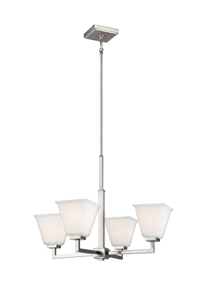 Ellis Harper classic 4-light indoor dimmable ceiling chandelier pendant light in brushed nickel silver finish with etched ...