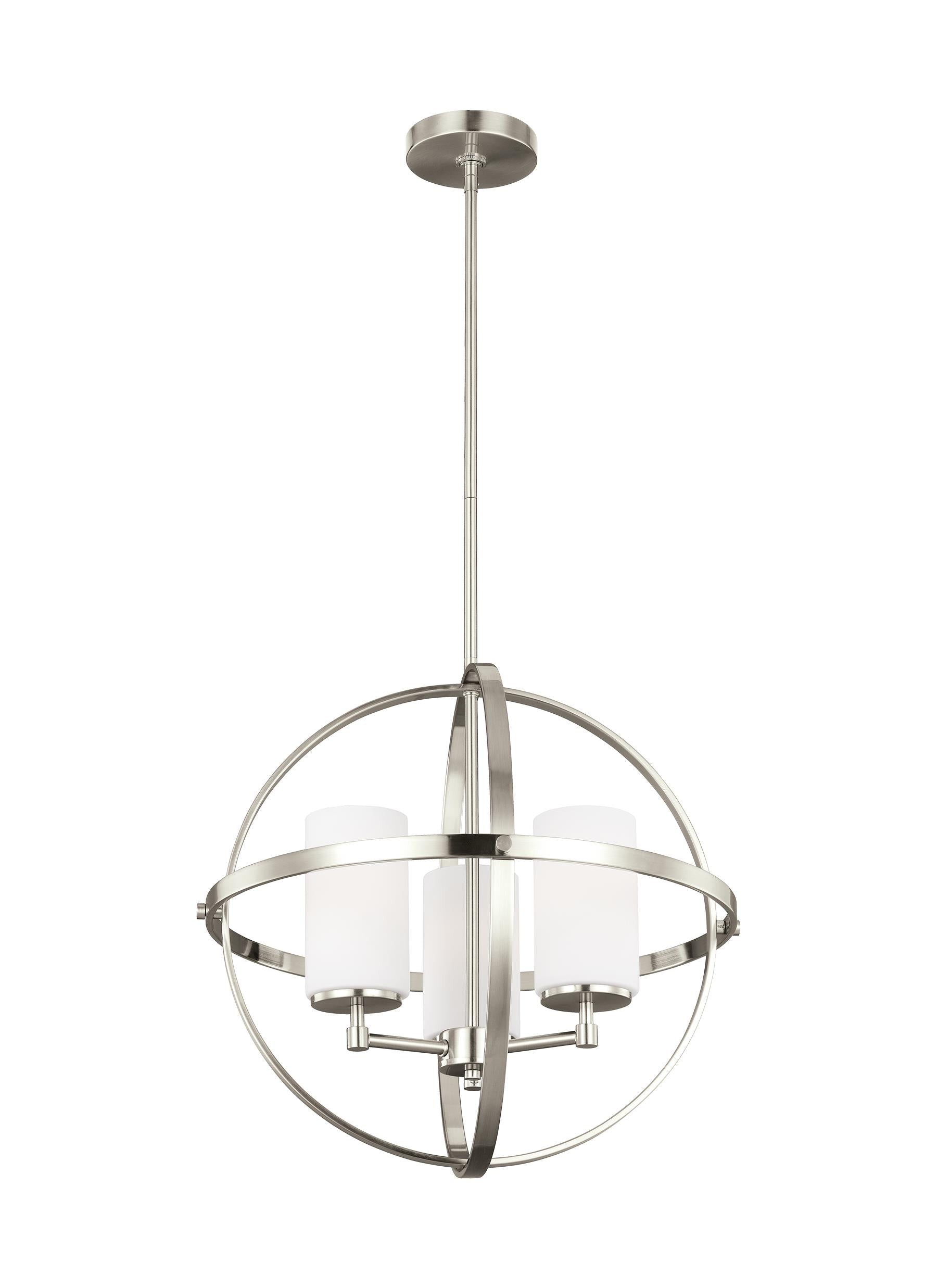 Alturas contemporary 3-light indoor dimmable ceiling chandelier pendant light in brushed nickel silver finish with etched ...