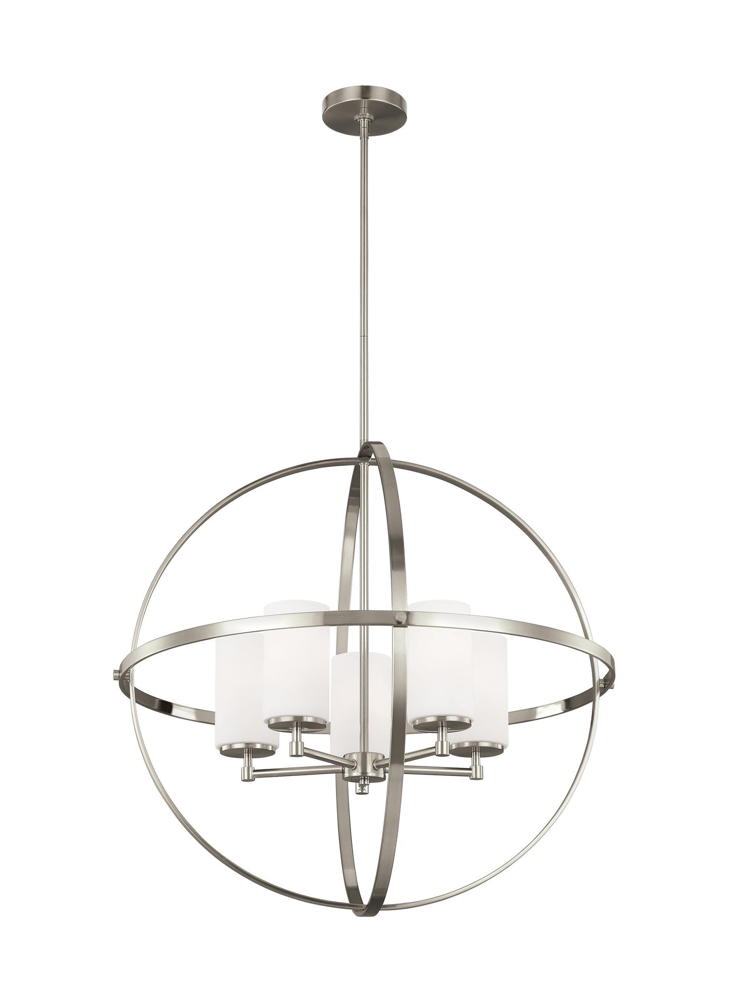 Alturas contemporary 5-light indoor dimmable ceiling chandelier pendant light in brushed nickel silver finish with etched ...