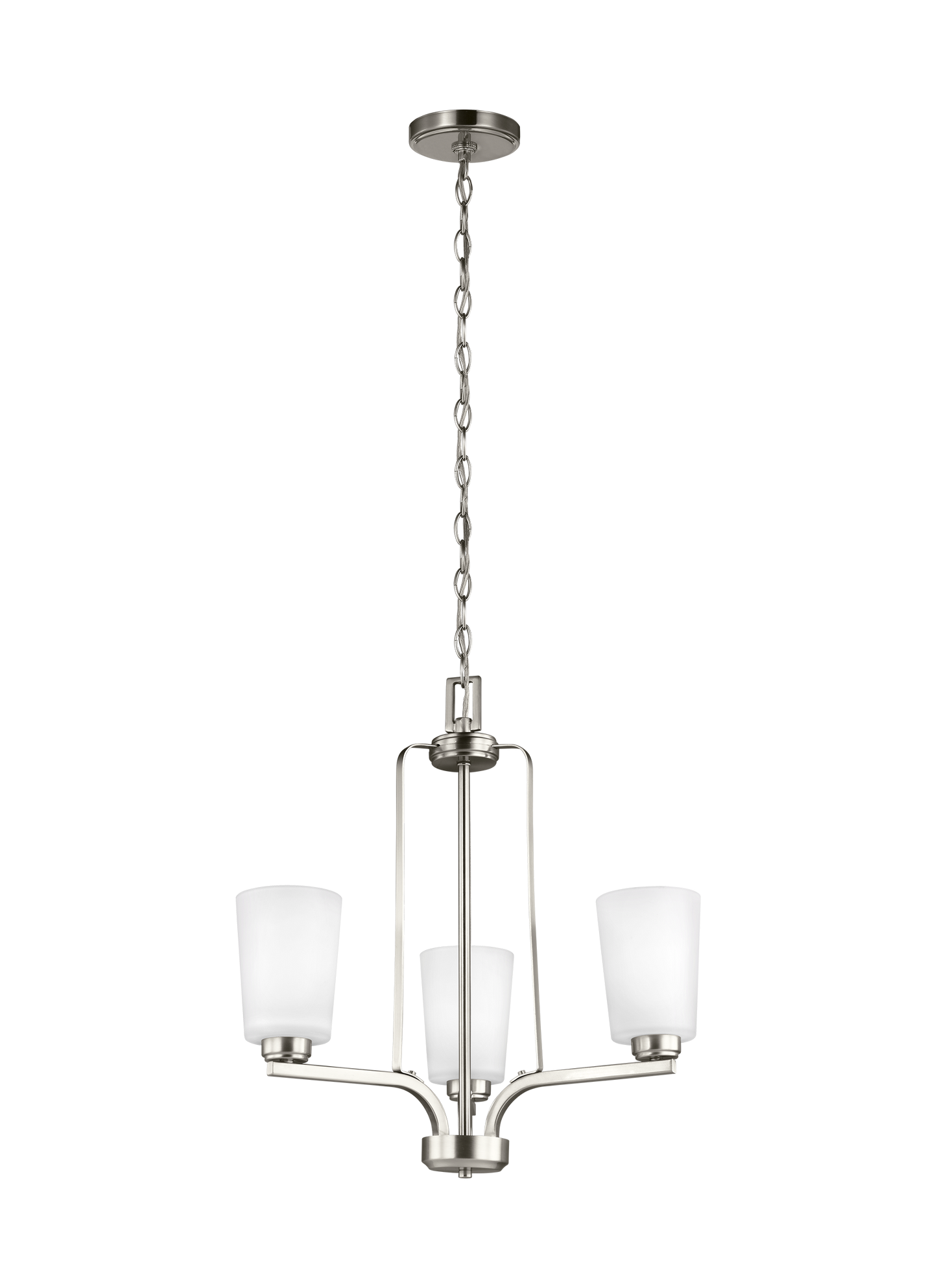 Franport transitional 3-light indoor dimmable ceiling chandelier pendant light in brushed nickel silver finish with etched...