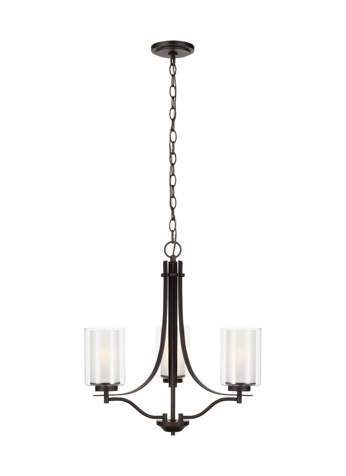 Elmwood Park traditional 3-light indoor dimmable ceiling chandelier pendant light in bronze finish with satin etched glass...