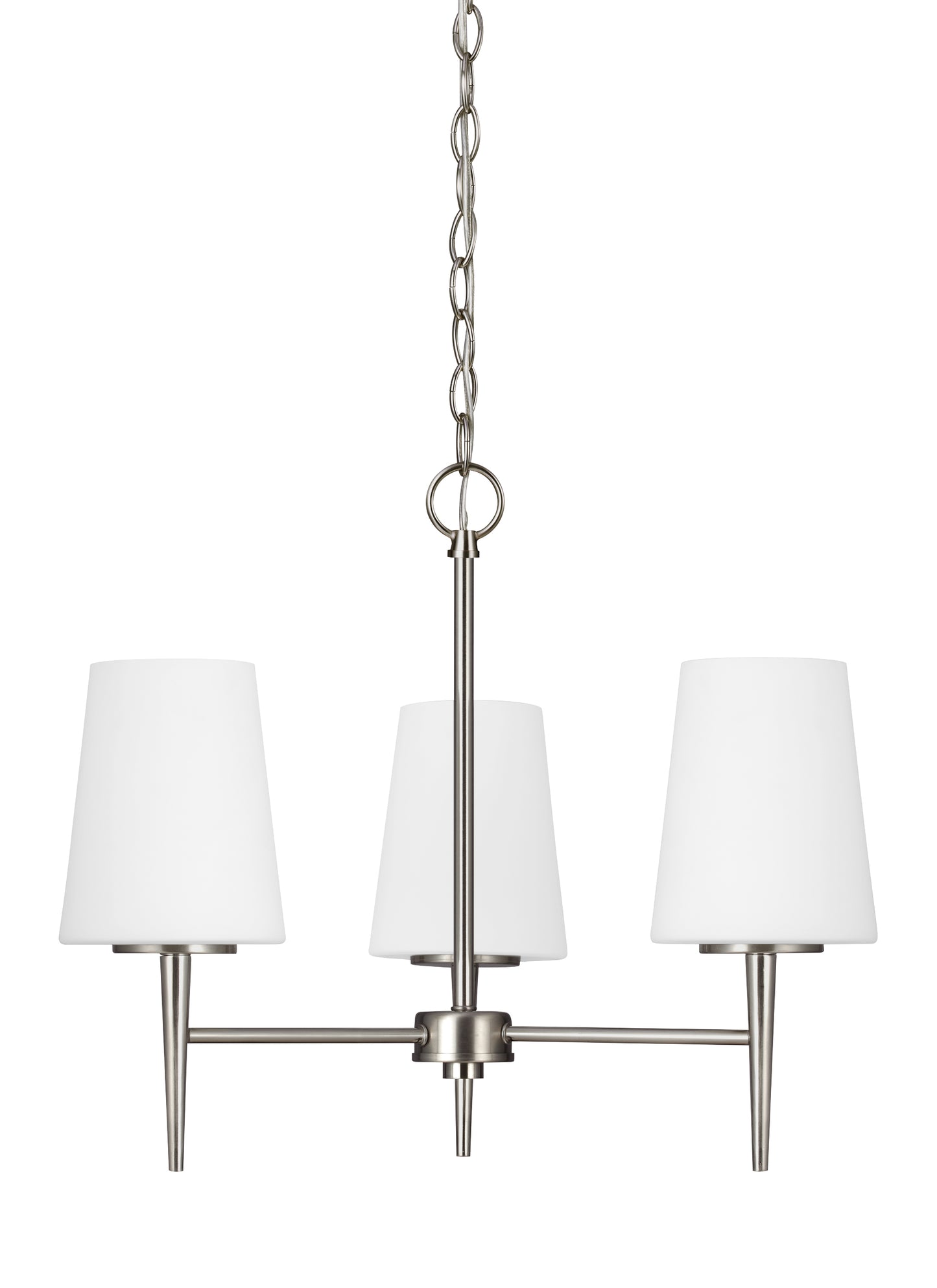 Driscoll contemporary 3-light indoor dimmable ceiling chandelier pendant light in brushed nickel silver finish with cased ...