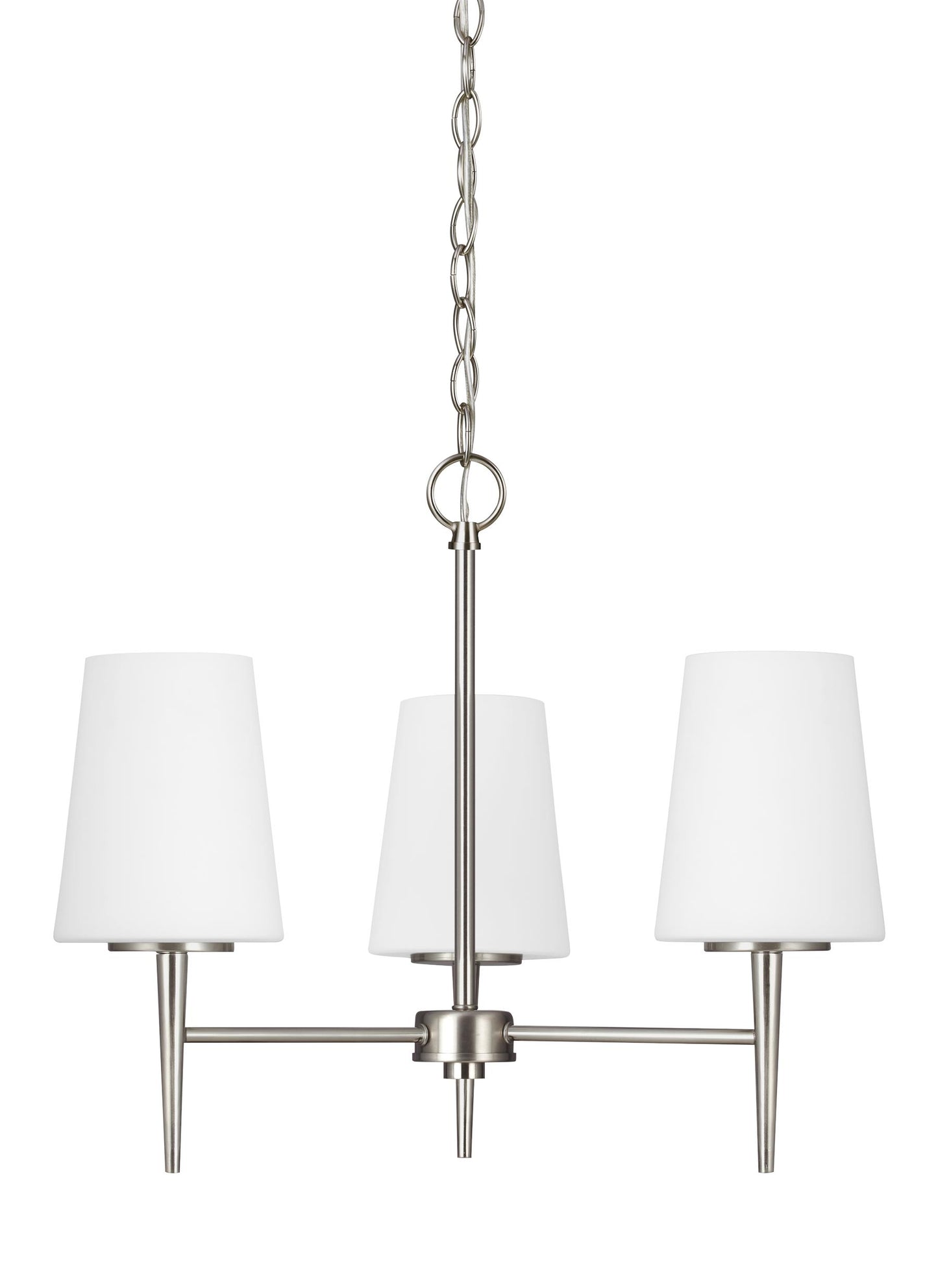 Driscoll contemporary 3-light indoor dimmable ceiling chandelier pendant light in brushed nickel silver finish with cased ...