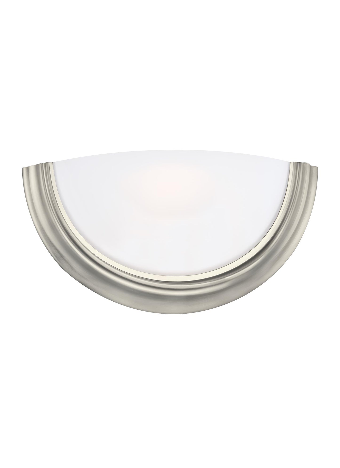 Alvy traditional 1-light LED indoor dimmable bath vanity wall sconce in brushed nickel silver finish with smooth white gla...