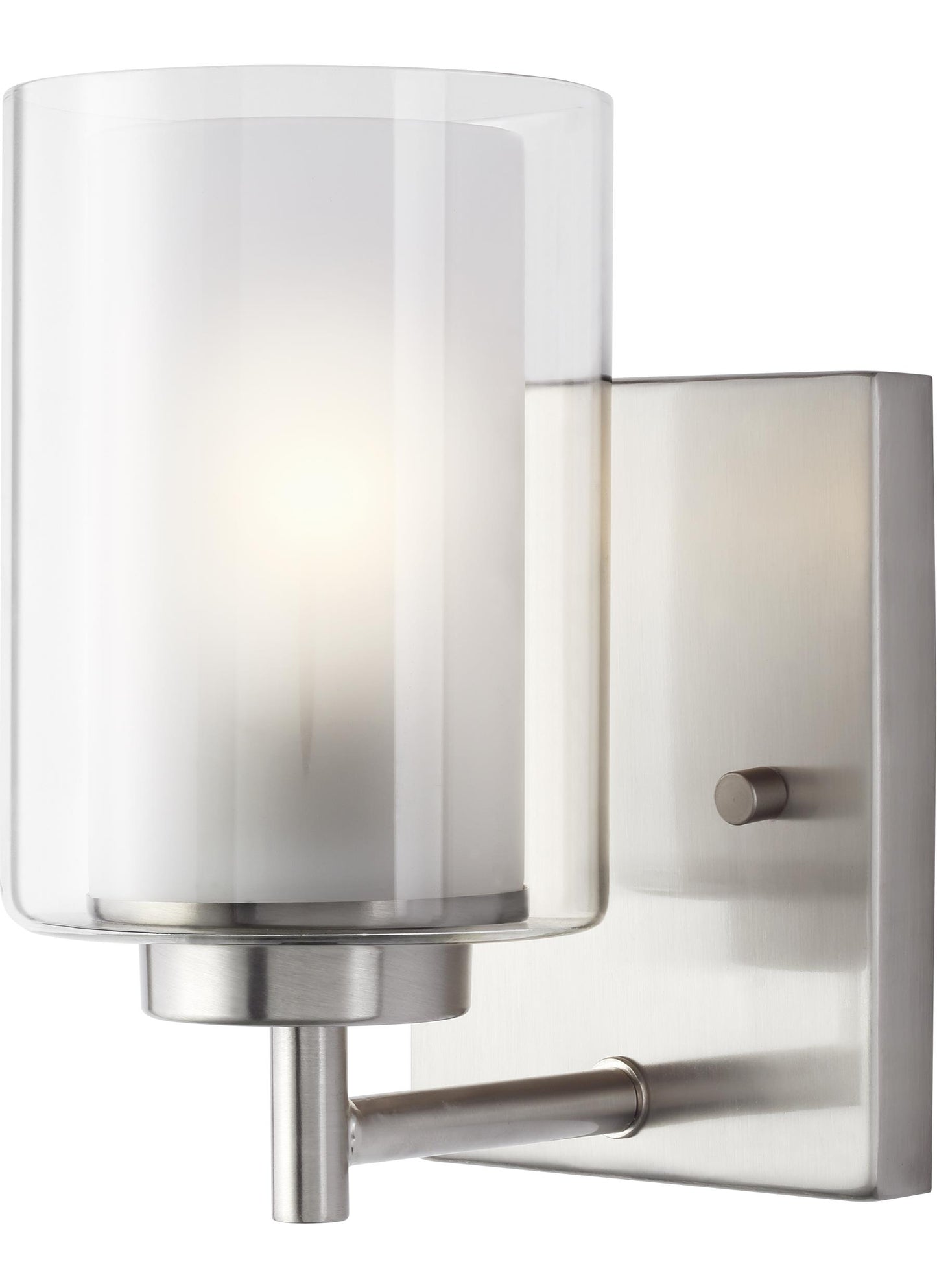 Elmwood Park traditional 1-light indoor dimmable bath vanity wall sconce in brushed nickel silver finish with satin etched...