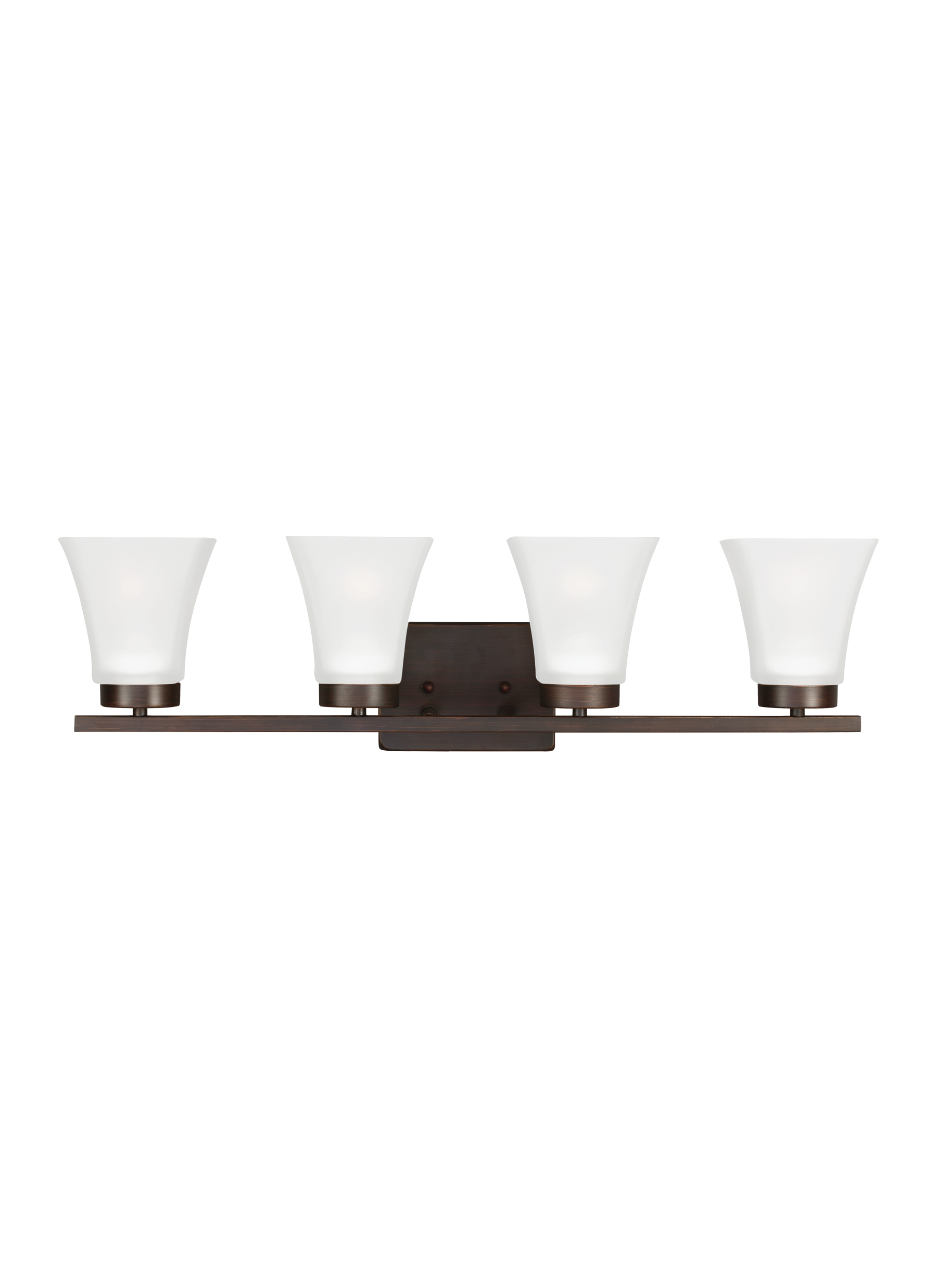 Bayfield contemporary 4-light indoor dimmable bath vanity wall sconce in bronze finish with satin etched glass shades