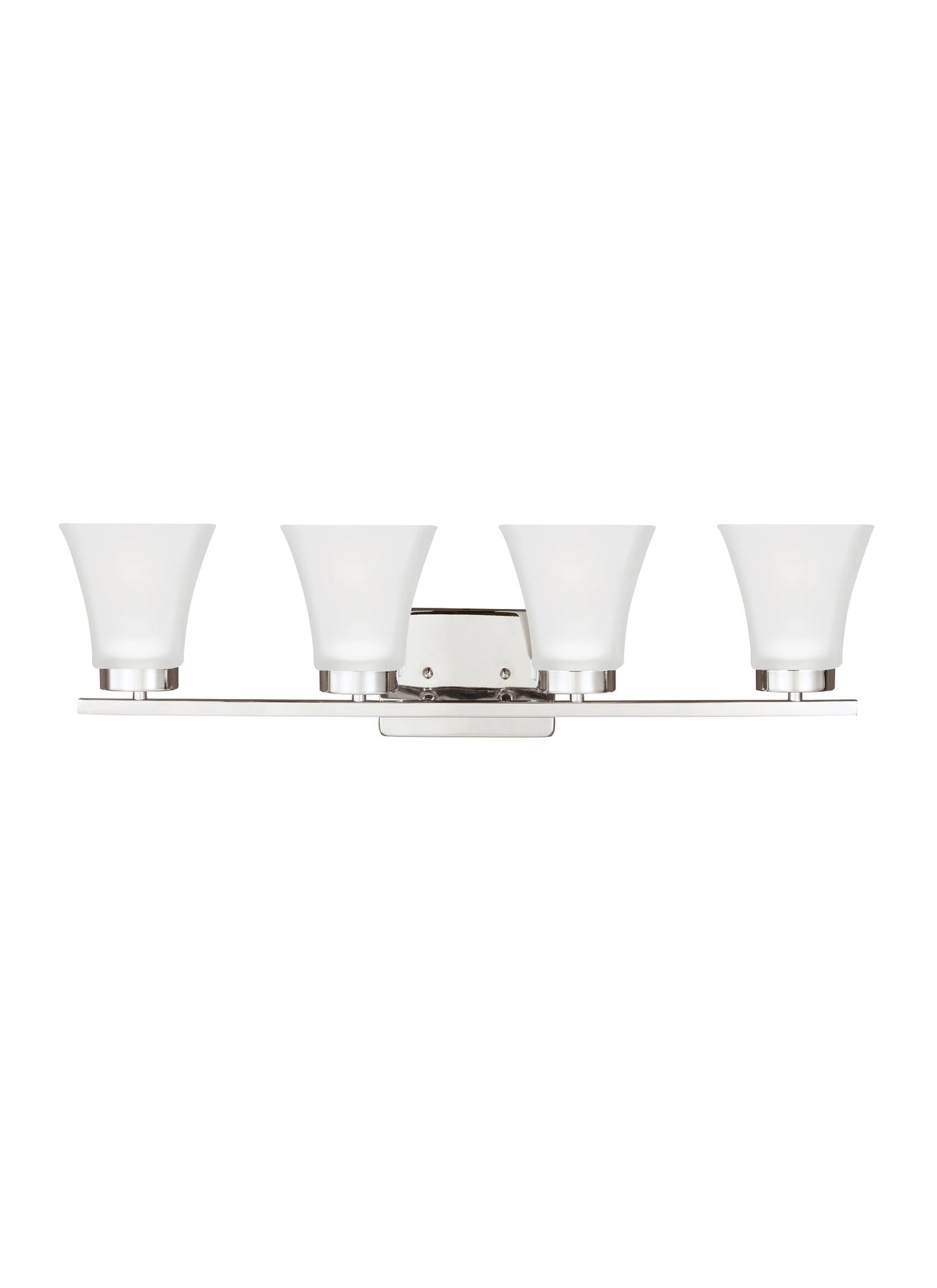 Bayfield contemporary 4-light indoor dimmable bath vanity wall sconce in chrome silver finish with satin etched glass shades