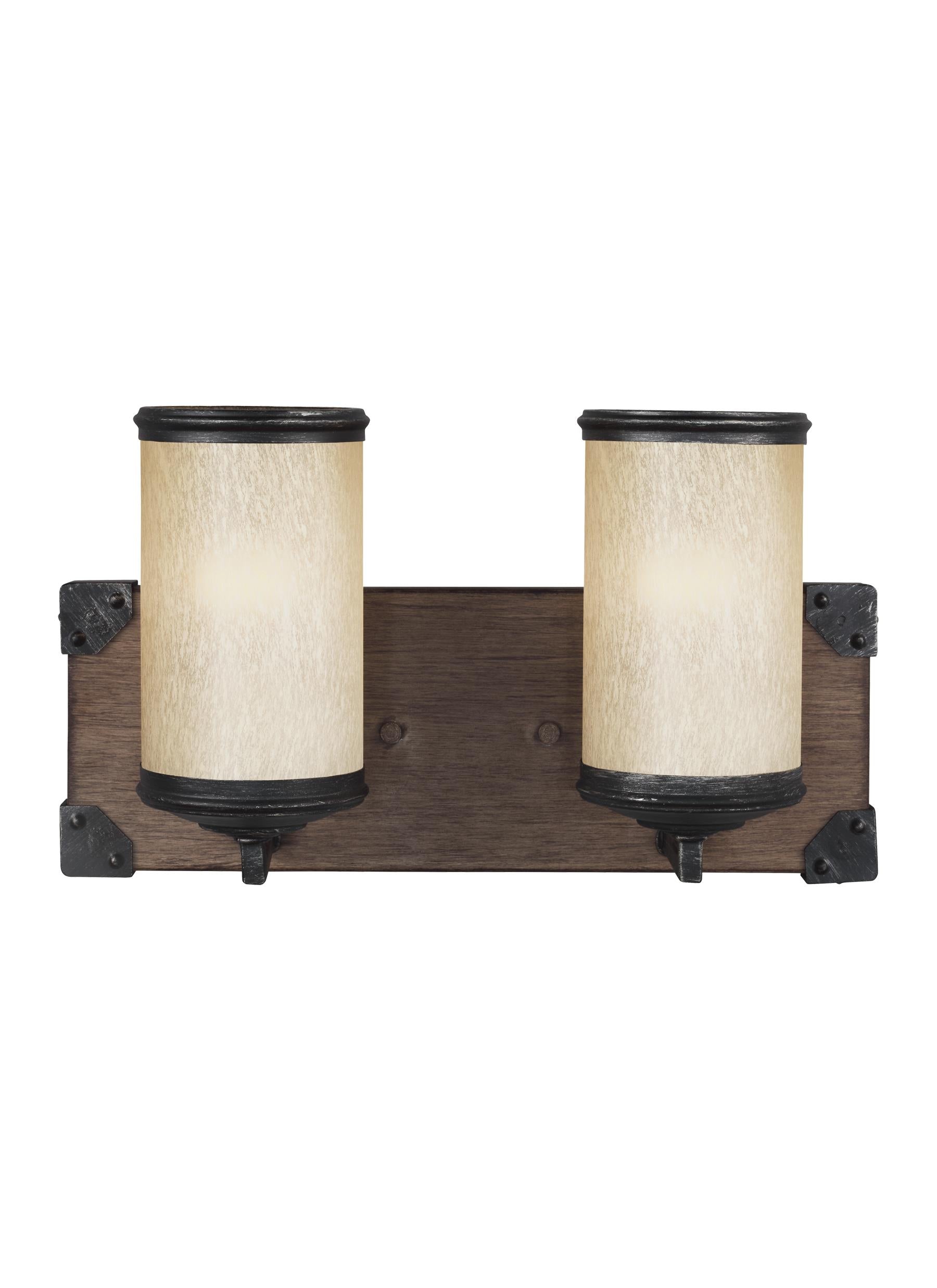 Dunning contemporary 2-light indoor dimmable bath vanity wall sconce in stardust finish with creme parchment glass shades