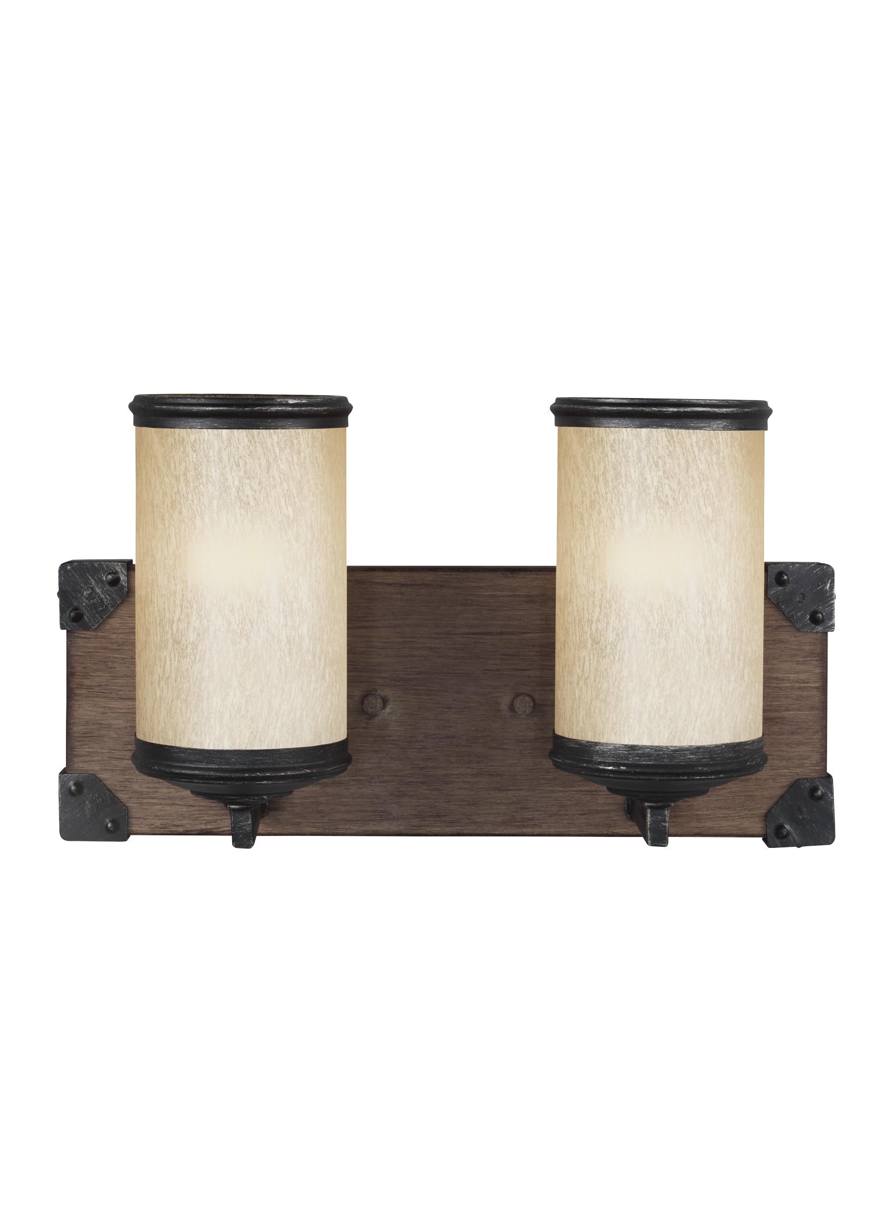 Dunning contemporary 2-light indoor dimmable bath vanity wall sconce in stardust finish with creme parchment glass shades