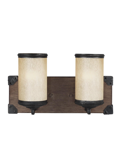 Dunning contemporary 2-light indoor dimmable bath vanity wall sconce in stardust finish with creme parchment glass shades