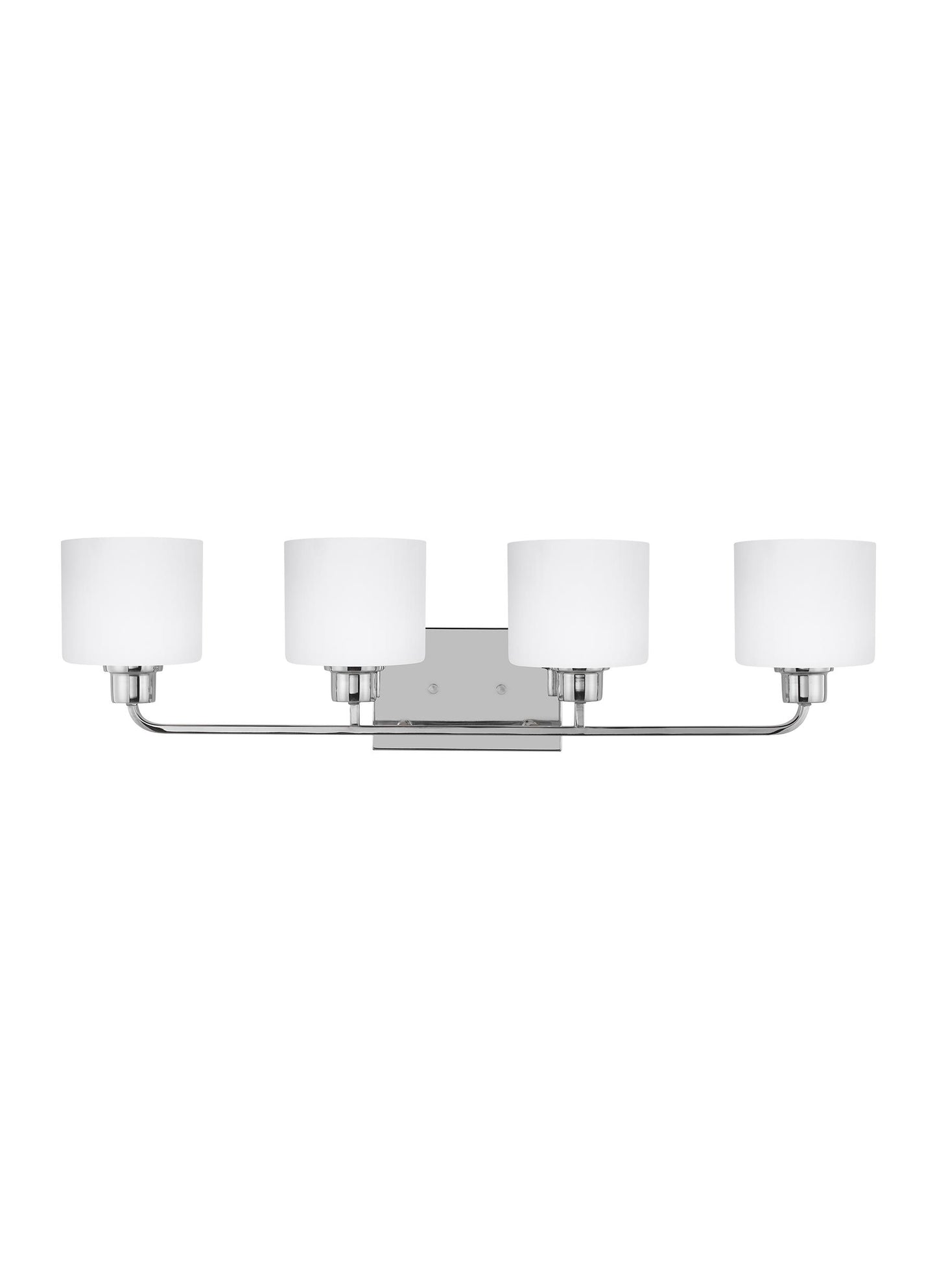 Canfield modern 4-light indoor dimmable bath vanity wall sconce in chrome silver finish with etched white inside glass shades