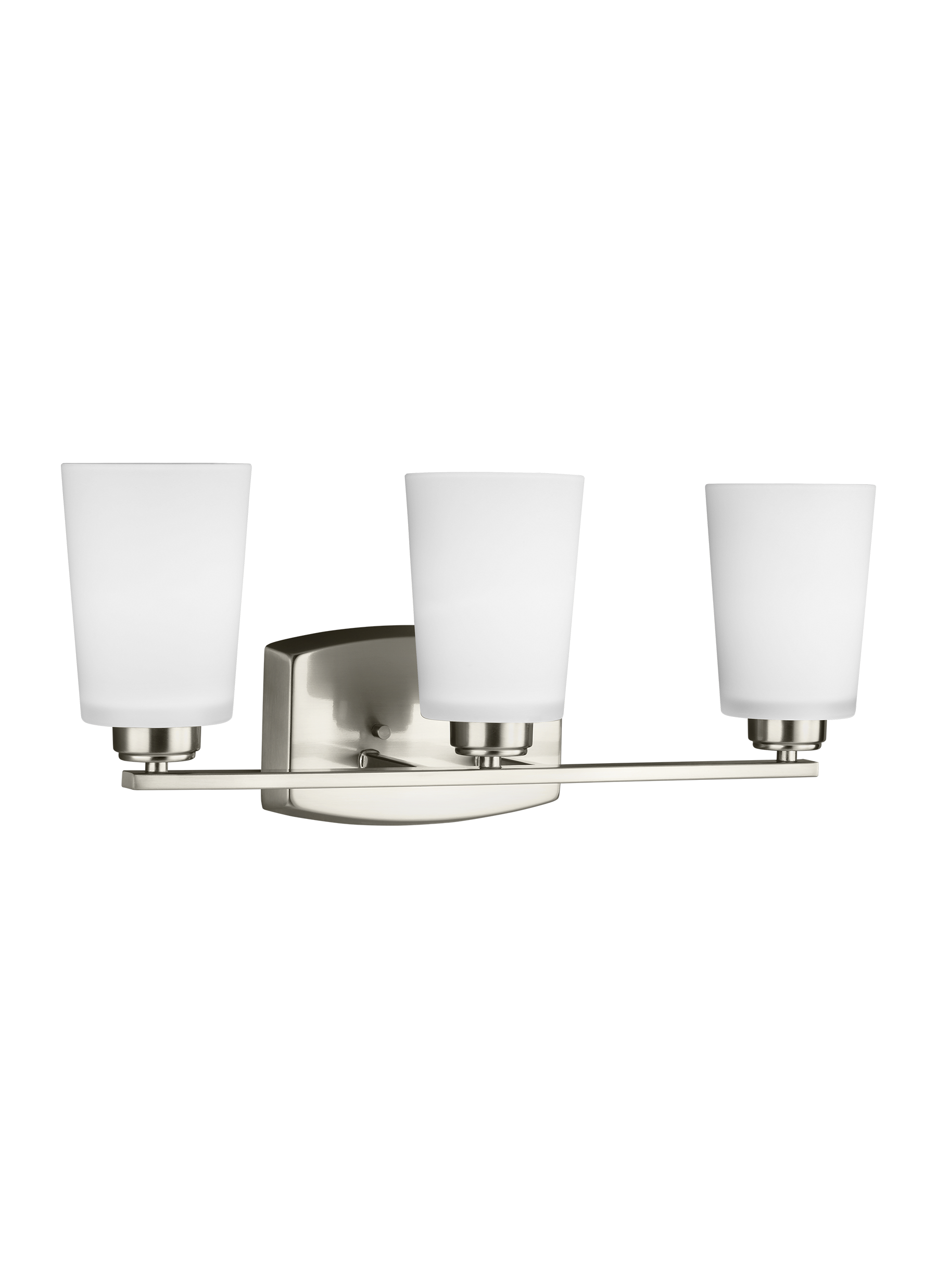 Franport transitional 3-light indoor dimmable bath vanity wall sconce in brushed nickel silver finish with etched white gl...