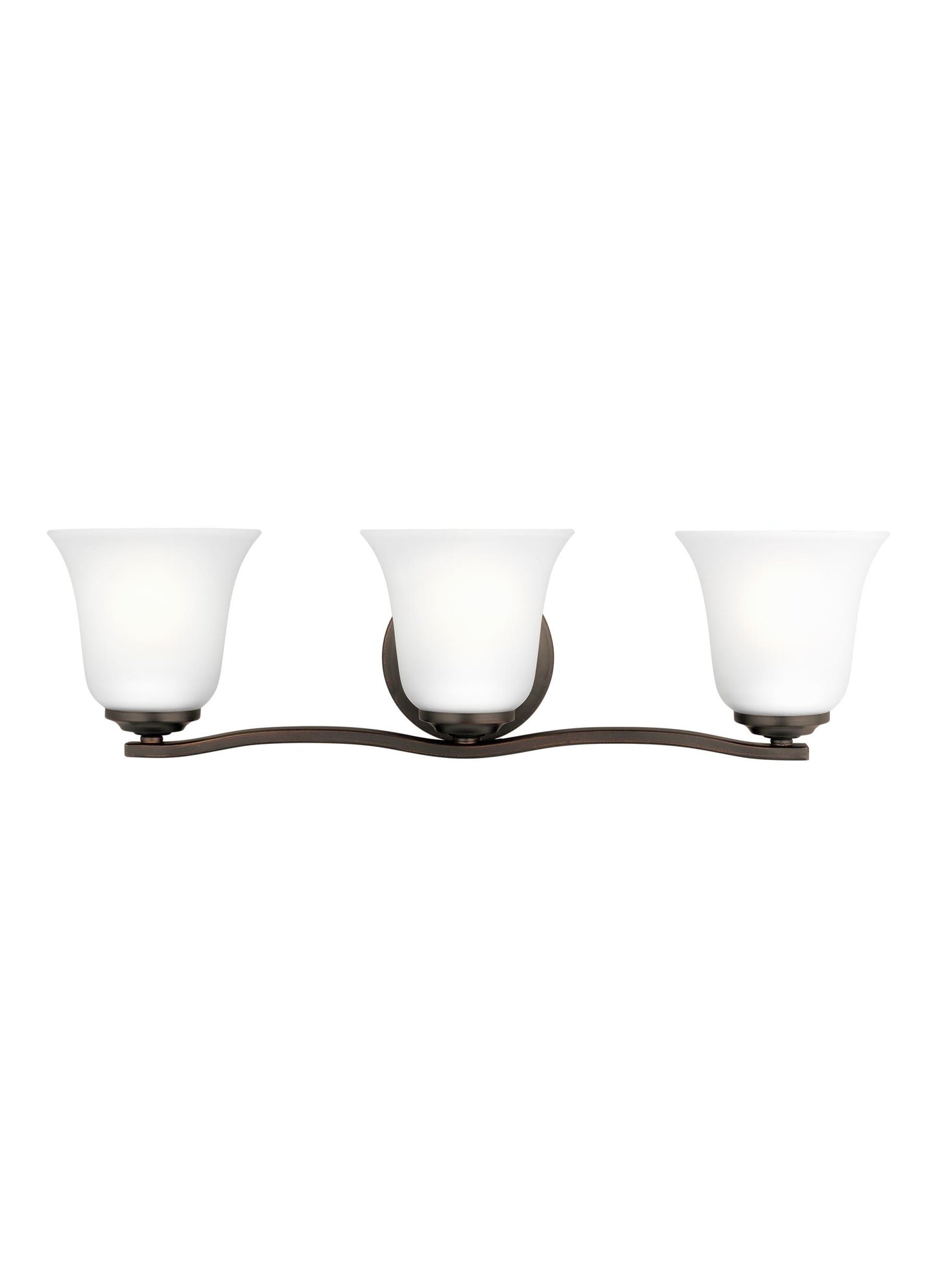 Emmons traditional 3-light indoor dimmable bath vanity wall sconce in bronze finish with satin etched glass shades