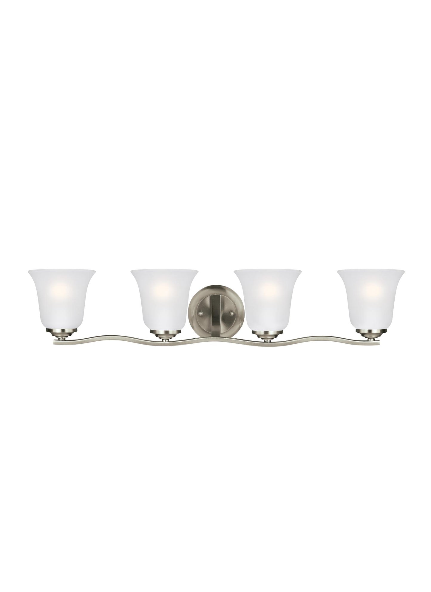 Emmons traditional 4-light indoor dimmable bath vanity wall sconce in brushed nickel silver finish with satin etched glass...