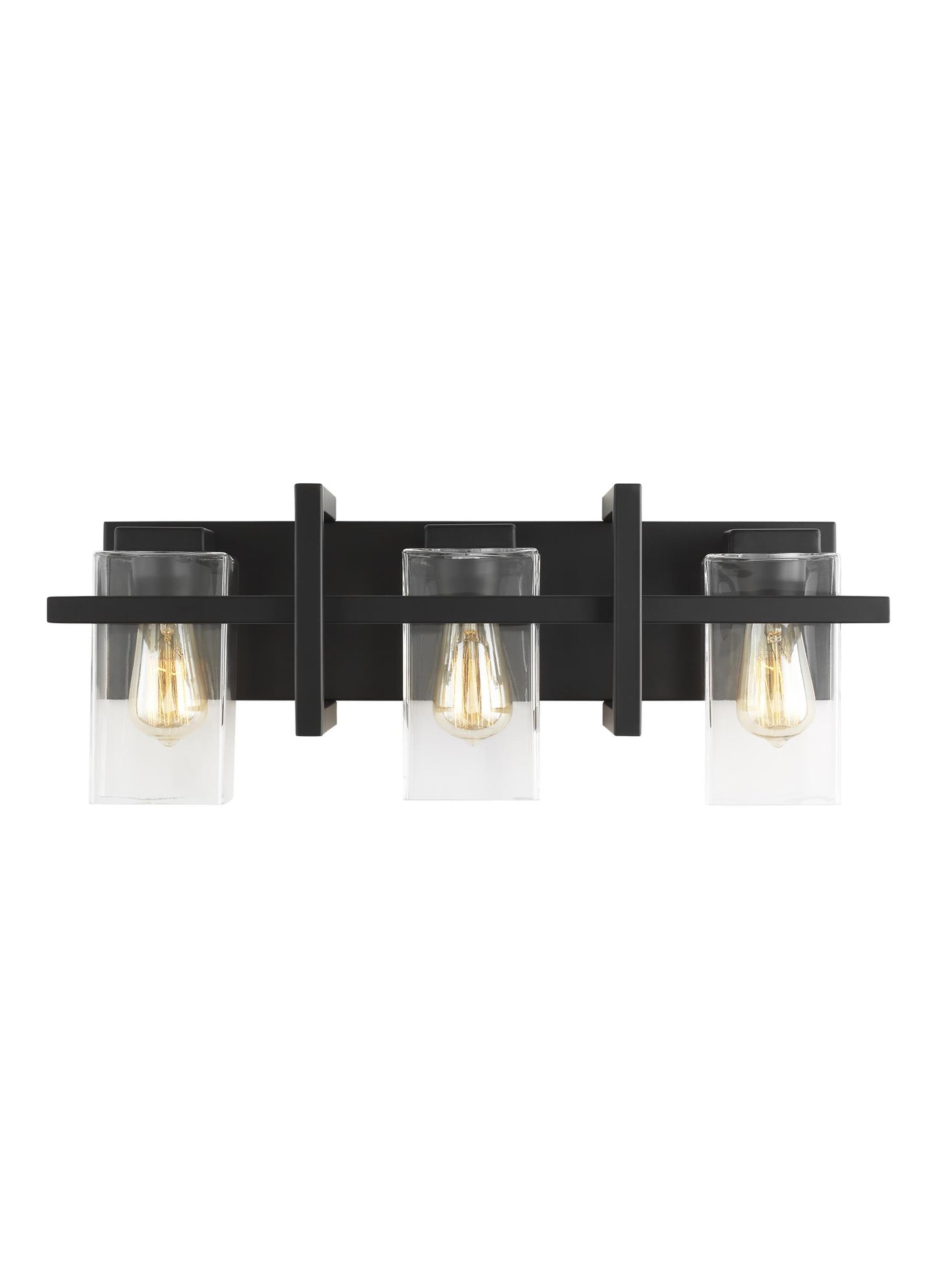 Mitte transitional 3-light indoor dimmable bath vanity wall sconce in midnight black finish with clear glass shades