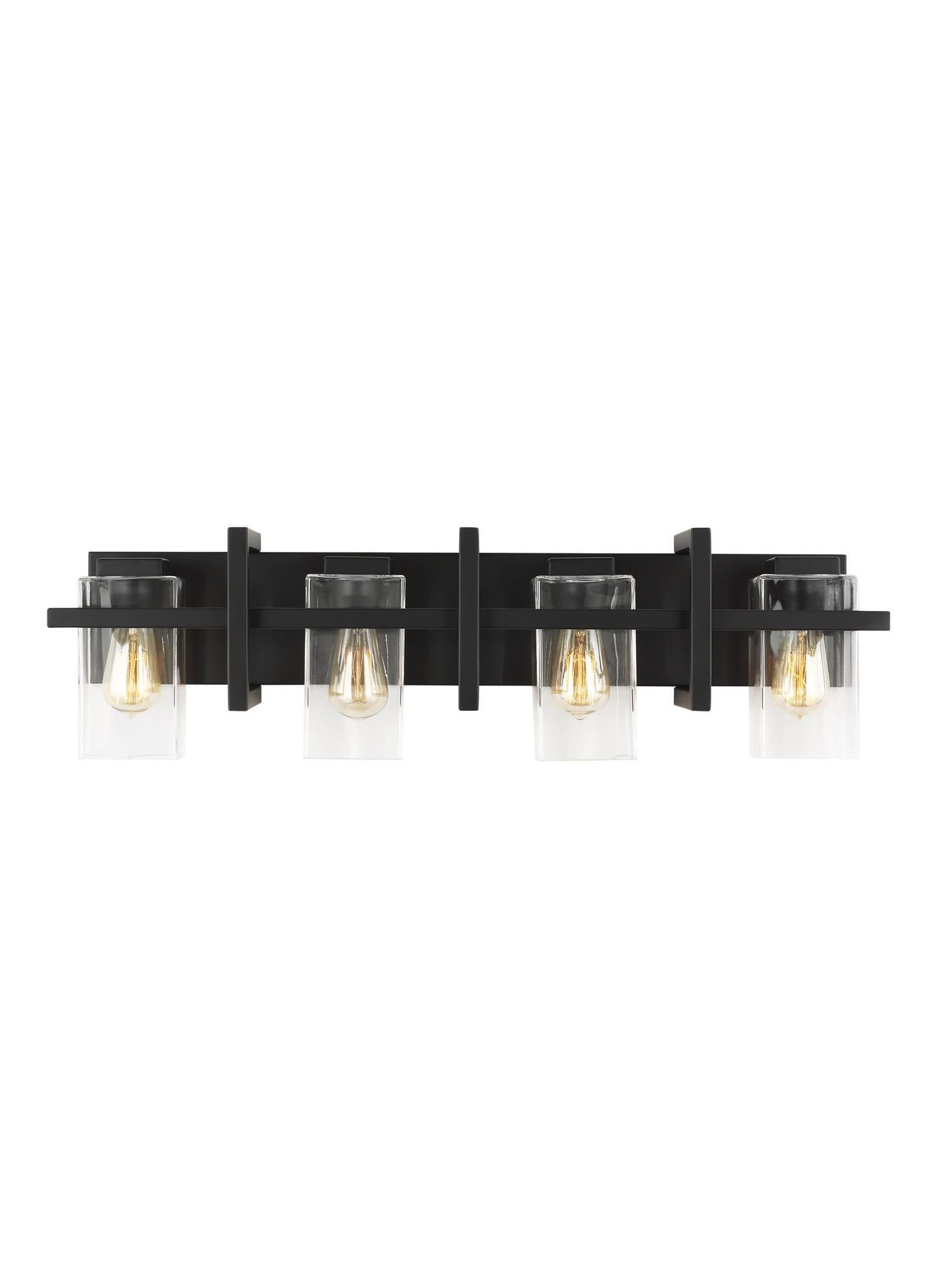 Mitte transitional 4-light indoor dimmable bath vanity wall sconce in midnight black finish with clear glass shades
