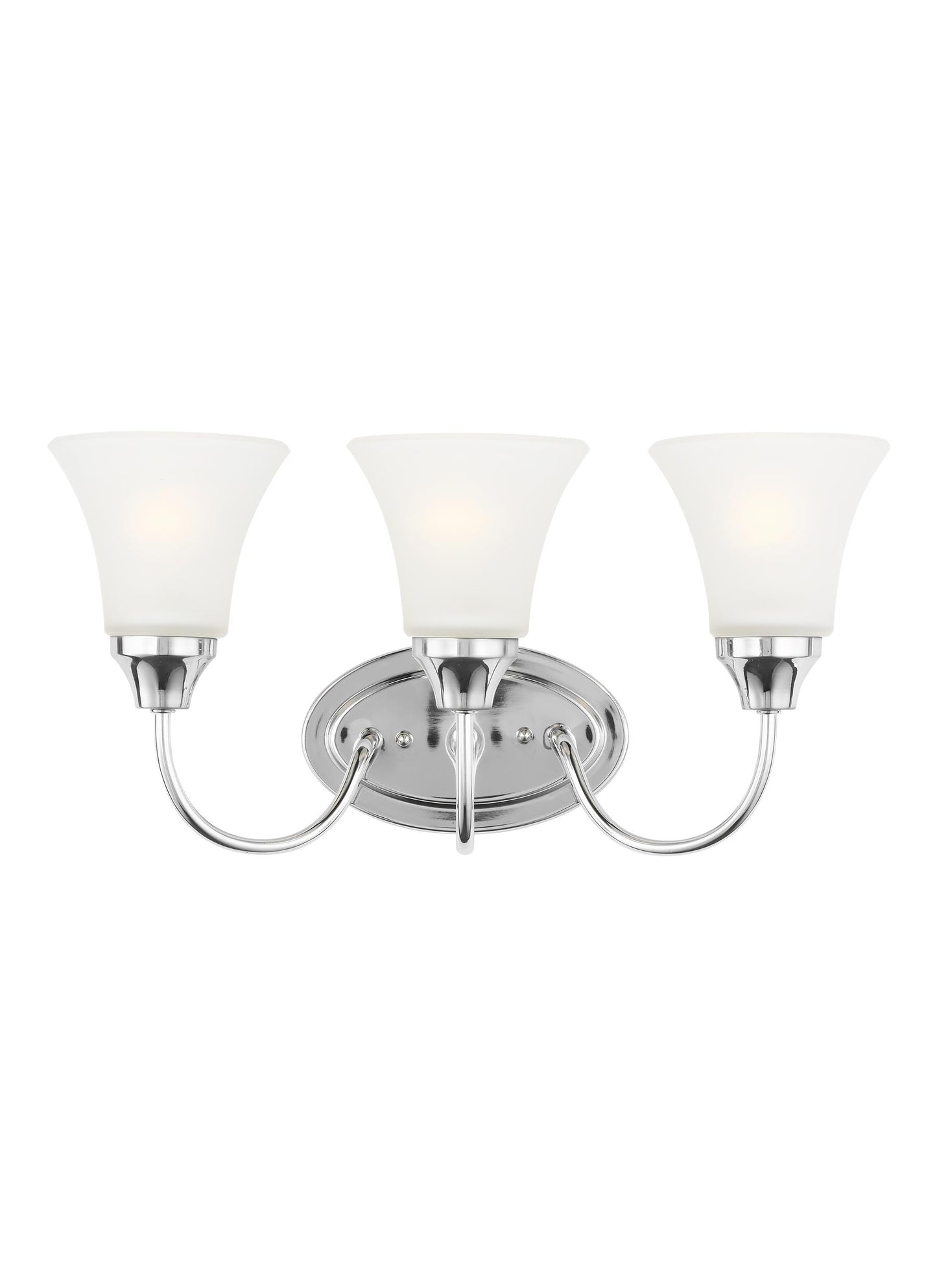 Holman traditional 3-light indoor dimmable bath vanity wall sconce in chrome silver finish with satin etched glass shades