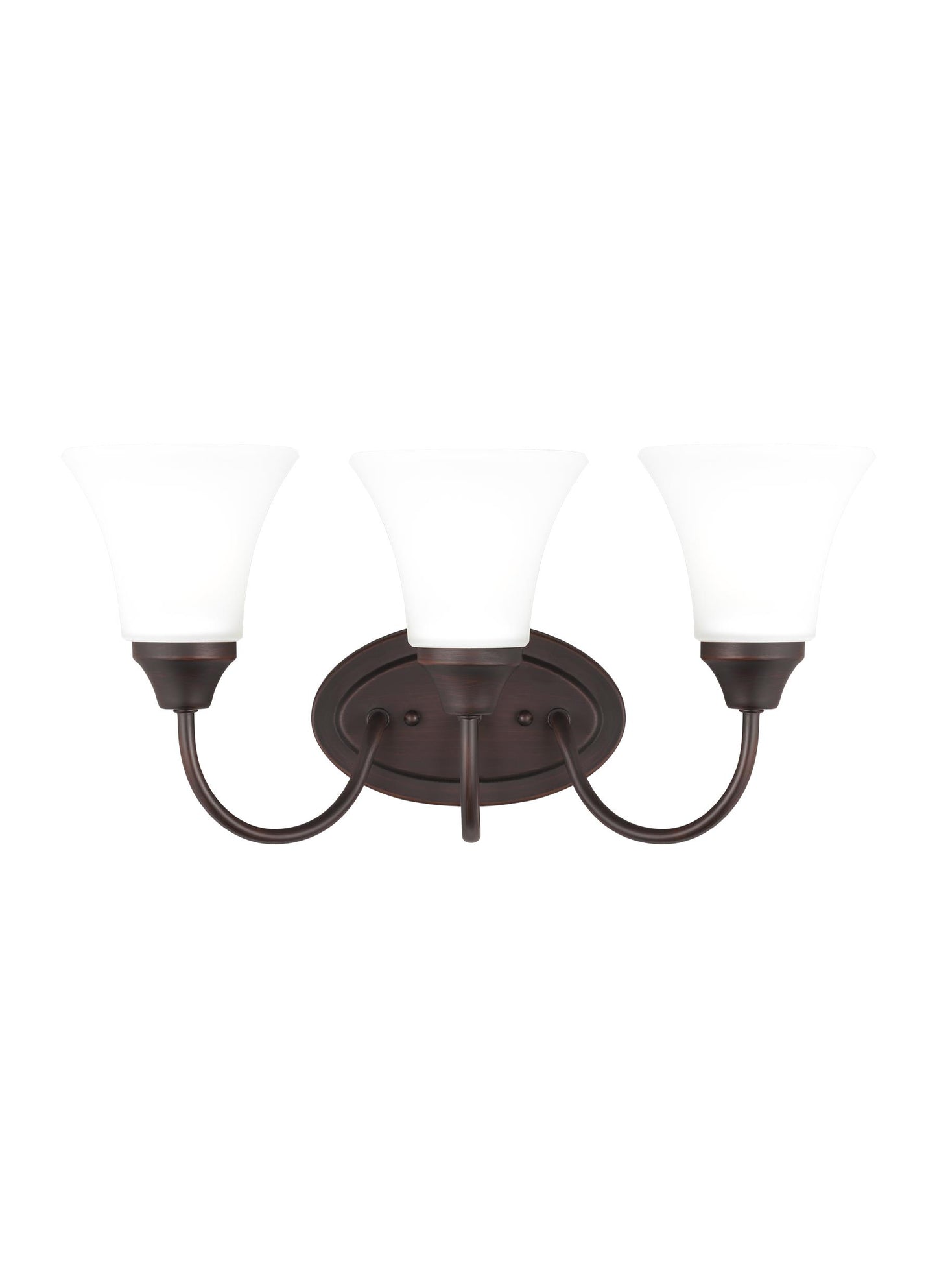 Holman traditional 3-light indoor dimmable bath vanity wall sconce in bronze finish with satin etched glass shades