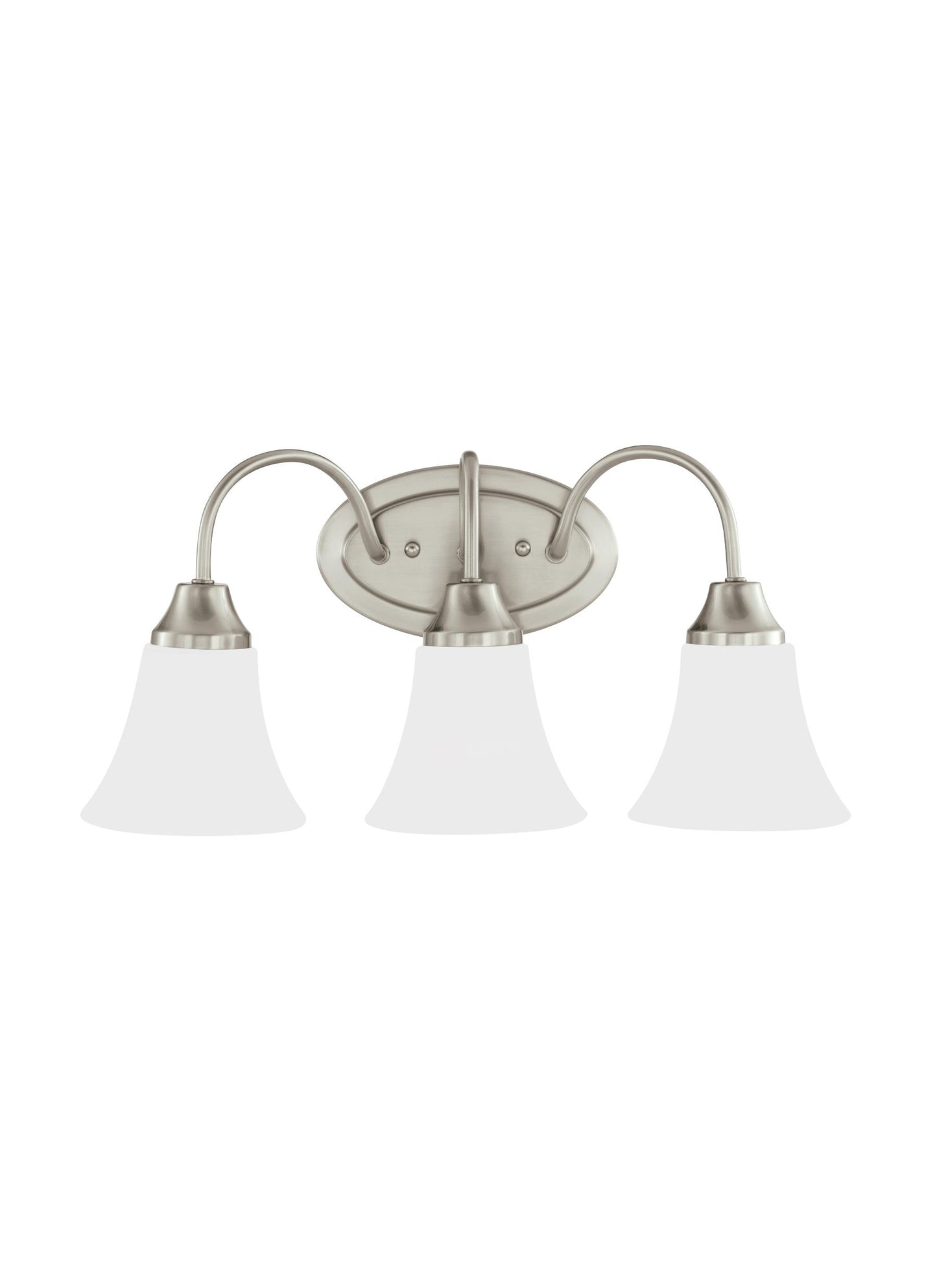 Holman traditional 3-light indoor dimmable bath vanity wall sconce in brushed nickel silver finish with satin etched glass...