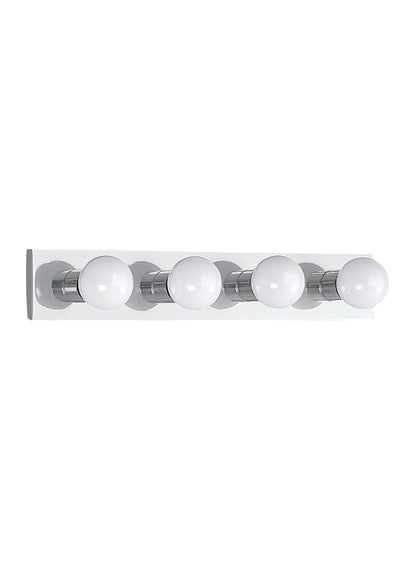 Center Stage traditional 4-light indoor dimmable bath vanity wall sconce in chrome silver finish