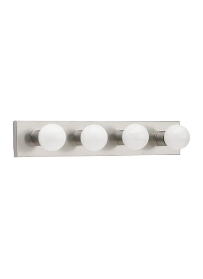 Center Stage traditional 4-light indoor dimmable bath vanity wall sconce in brushed stainless silver finish