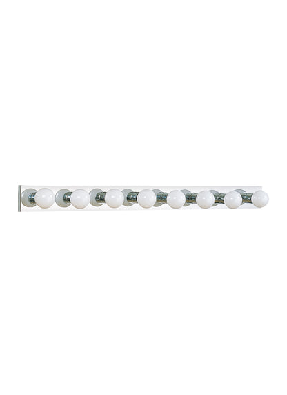 Center Stage traditional 8-light indoor dimmable bath vanity wall sconce in chrome silver finish