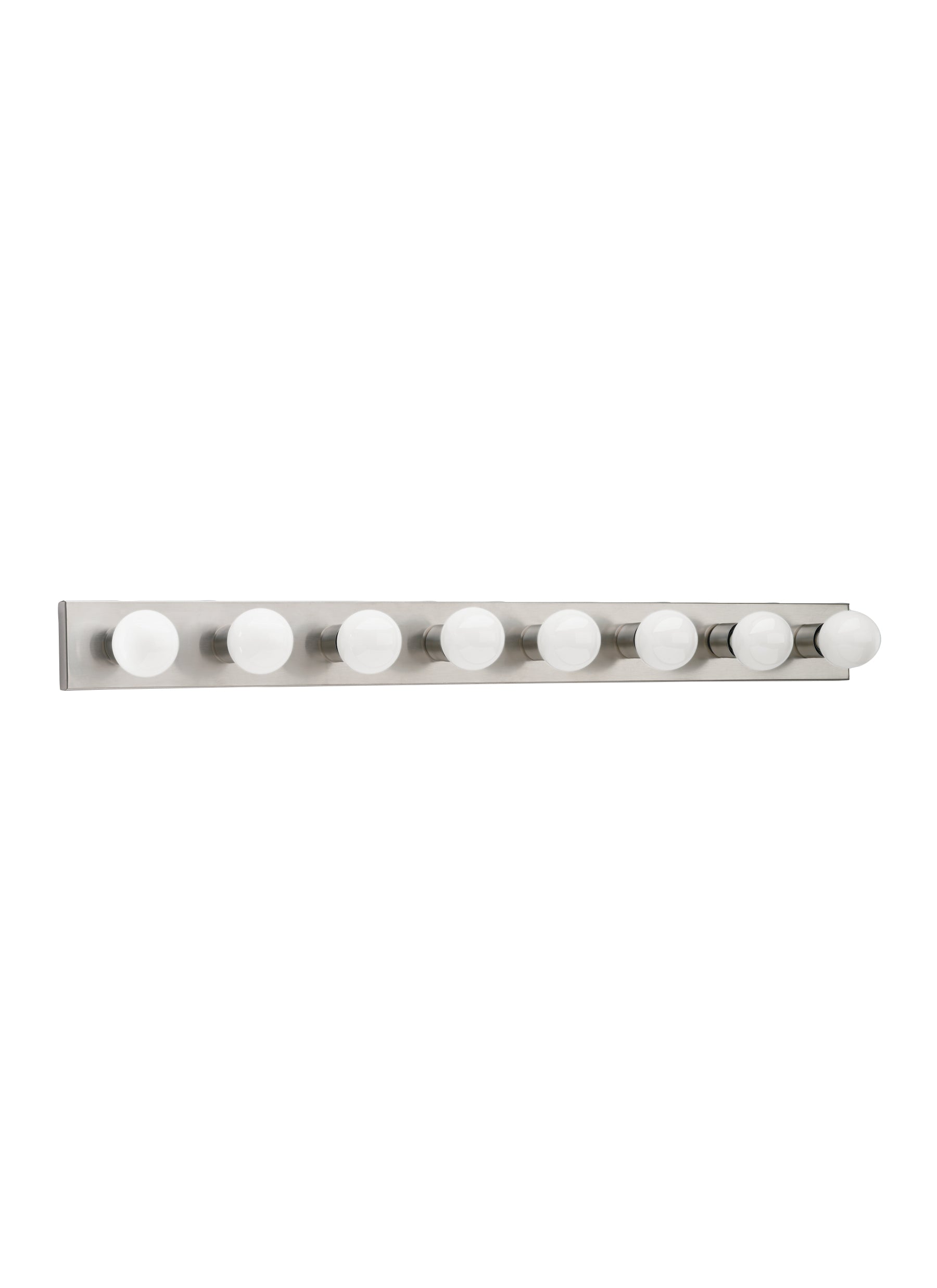 Center Stage traditional 8-light indoor dimmable bath vanity wall sconce in brushed stainless silver finish