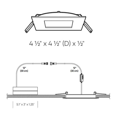 4 Inch Square CCT LED Recessed Panel Light