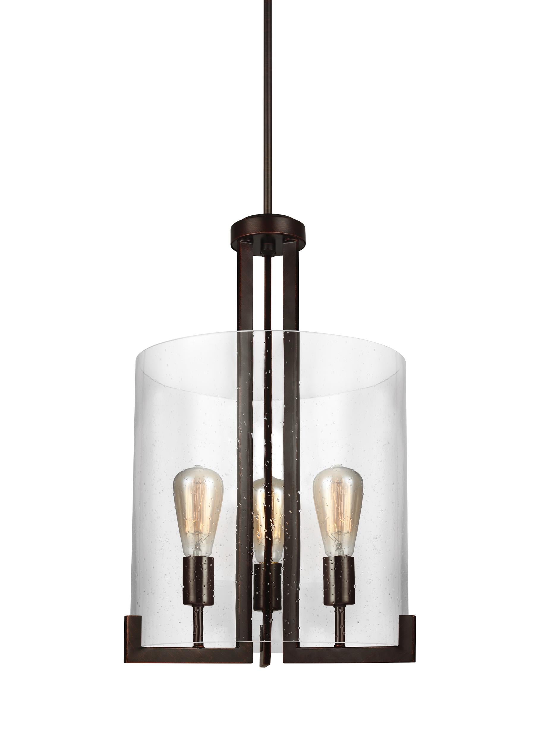 Dawes transitional 3-light indoor dimmable ceiling pendant hanging chandelier pendant light in bronze finish with clear se...