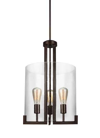 Dawes transitional 3-light indoor dimmable ceiling pendant hanging chandelier pendant light in bronze finish with clear se...