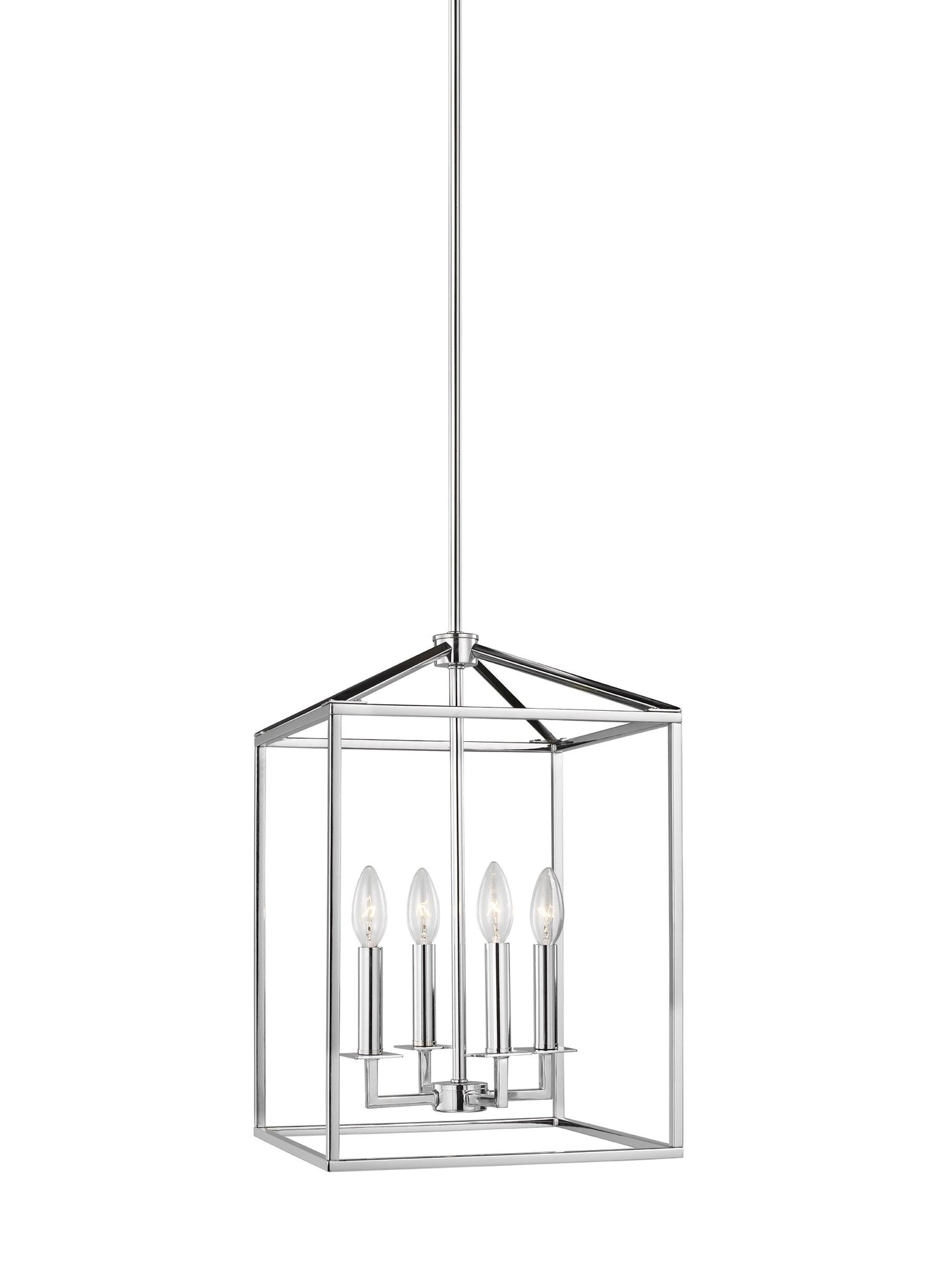 Perryton transitional 4-light indoor dimmable small ceiling pendant hanging chandelier light in chrome silver finish