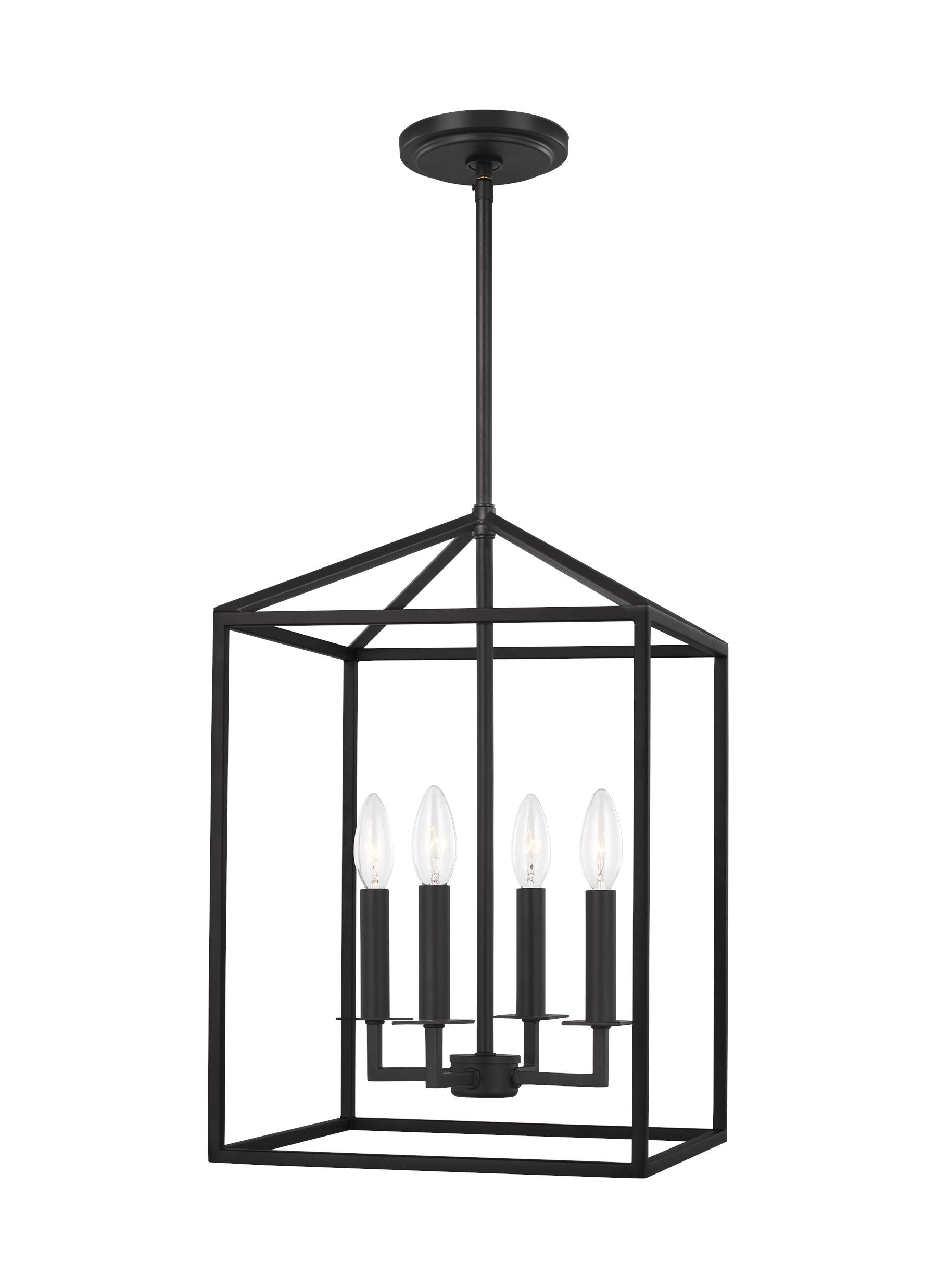 Perryton transitional 4-light indoor dimmable small ceiling pendant hanging chandelier light in midnight black finish