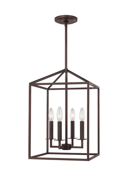 Perryton transitional 4-light indoor dimmable small ceiling pendant hanging chandelier light in bronze finish