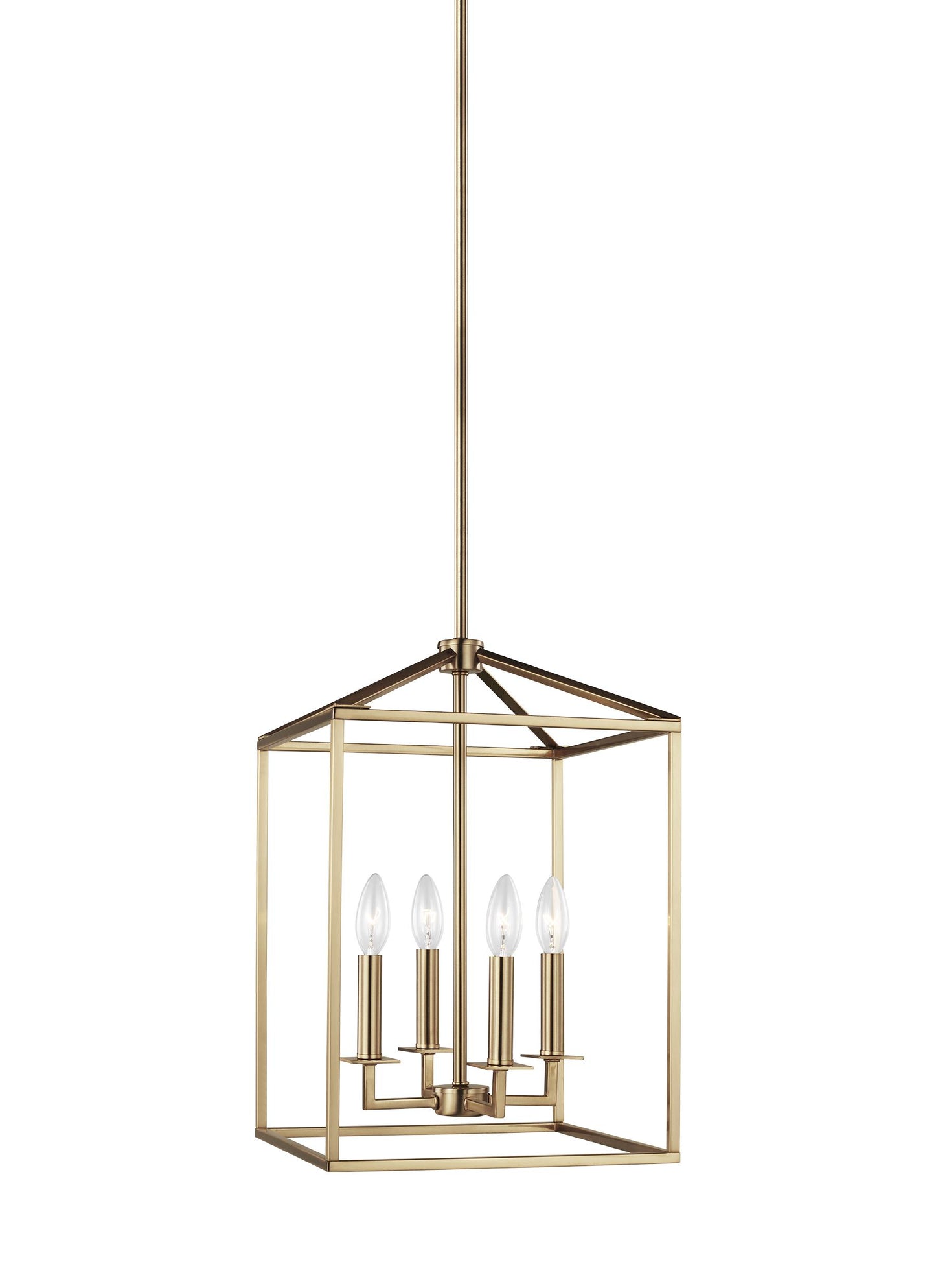 Perryton transitional 4-light indoor dimmable small ceiling pendant hanging chandelier light in satin brass gold finish