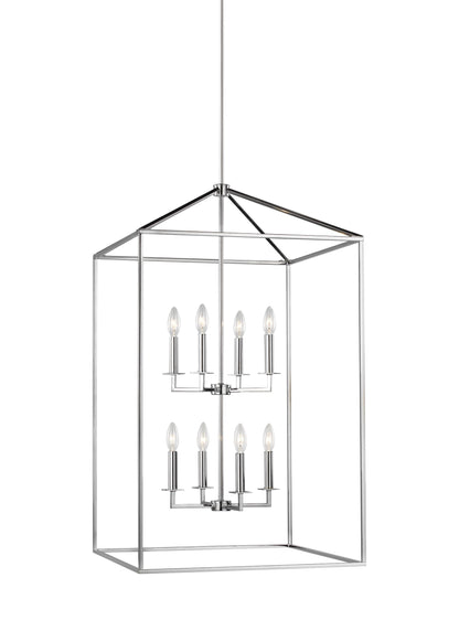 Perryton transitional 8-light indoor dimmable extra large ceiling pendant hanging chandelier light in chrome silver finish