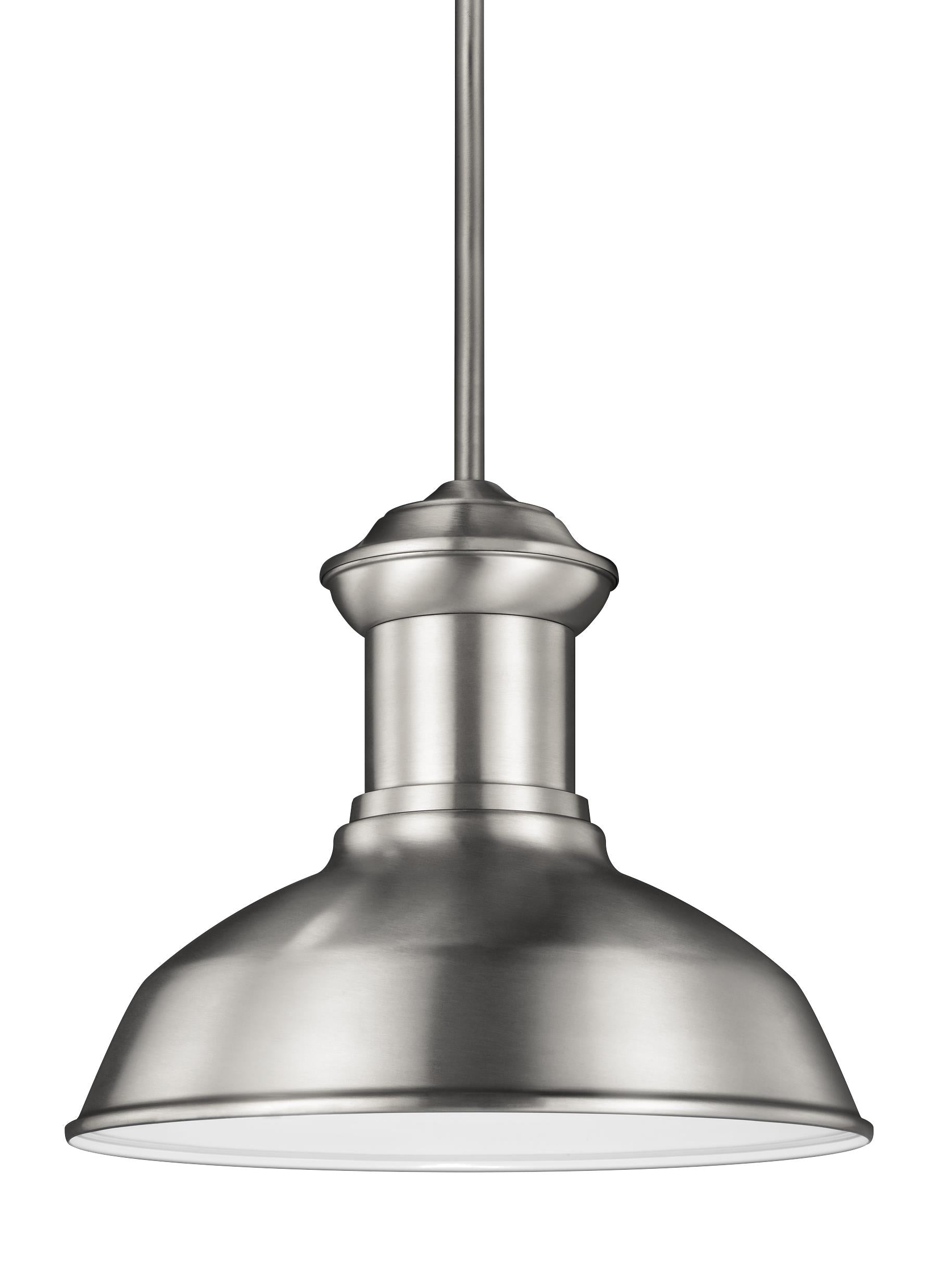 Fredricksburg traditional 1-light outdoor exterior Dark Sky compliant ceiling hanging pendant in satin aluminum silver finish