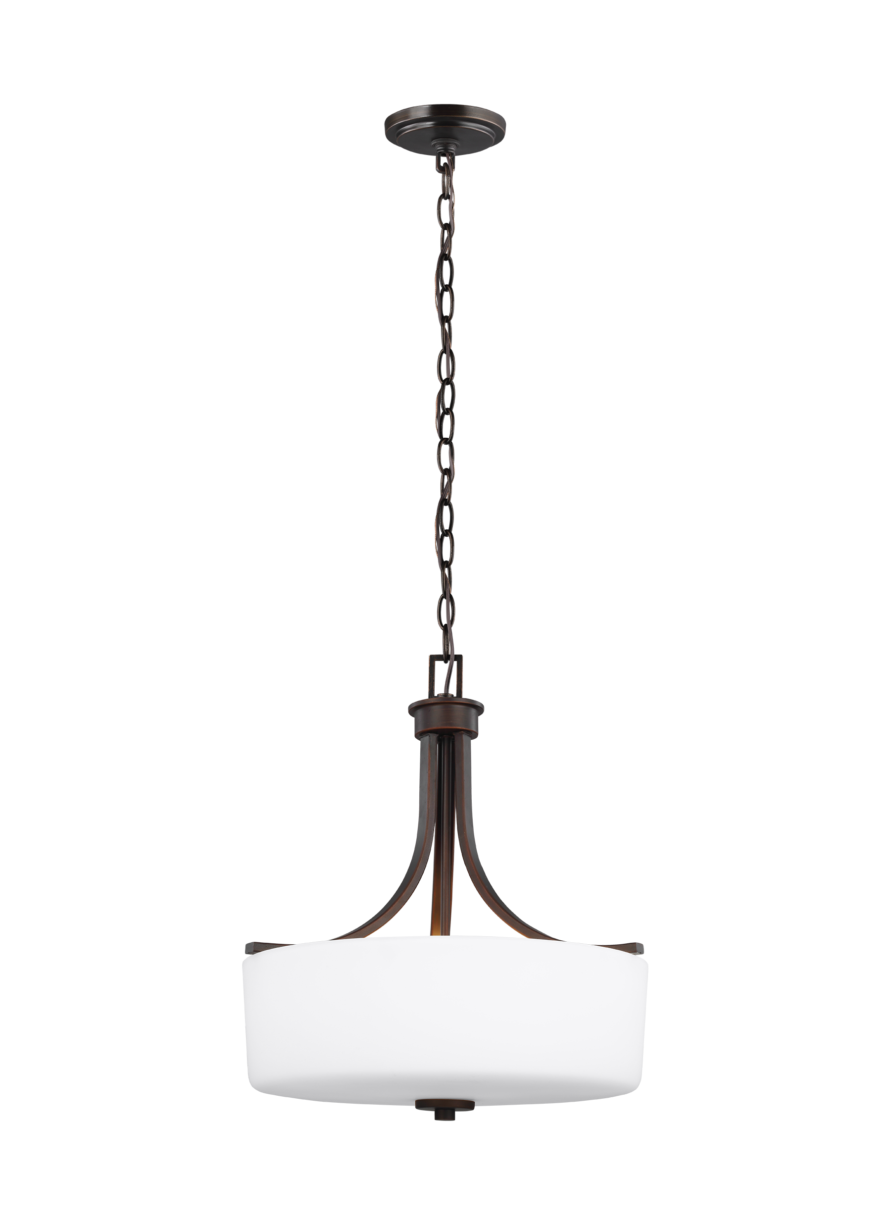 Canfield modern 3-light indoor dimmable ceiling pendant hanging chandelier pendant light in bronze finish with etched whit...