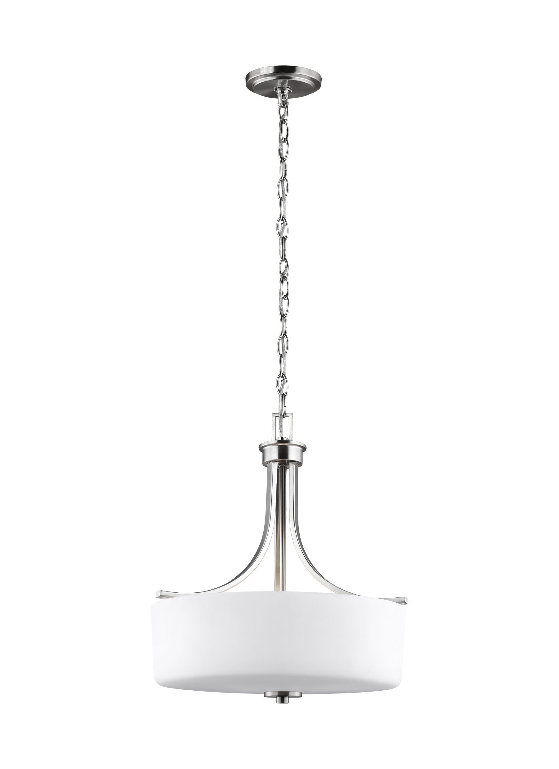 Canfield modern 3-light indoor dimmable ceiling pendant hanging chandelier pendant light in brushed nickel silver finish w...