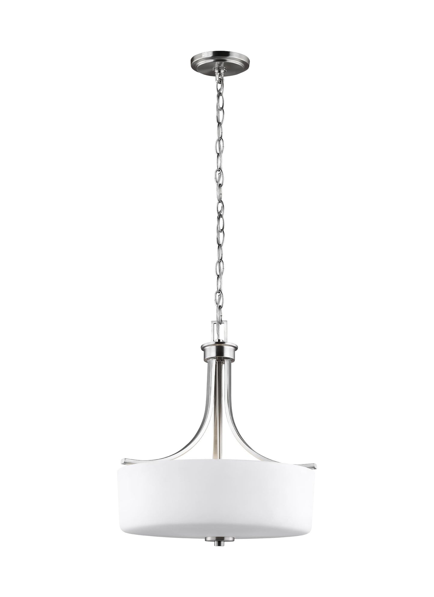 Canfield modern 3-light indoor dimmable ceiling pendant hanging chandelier pendant light in brushed nickel silver finish w...
