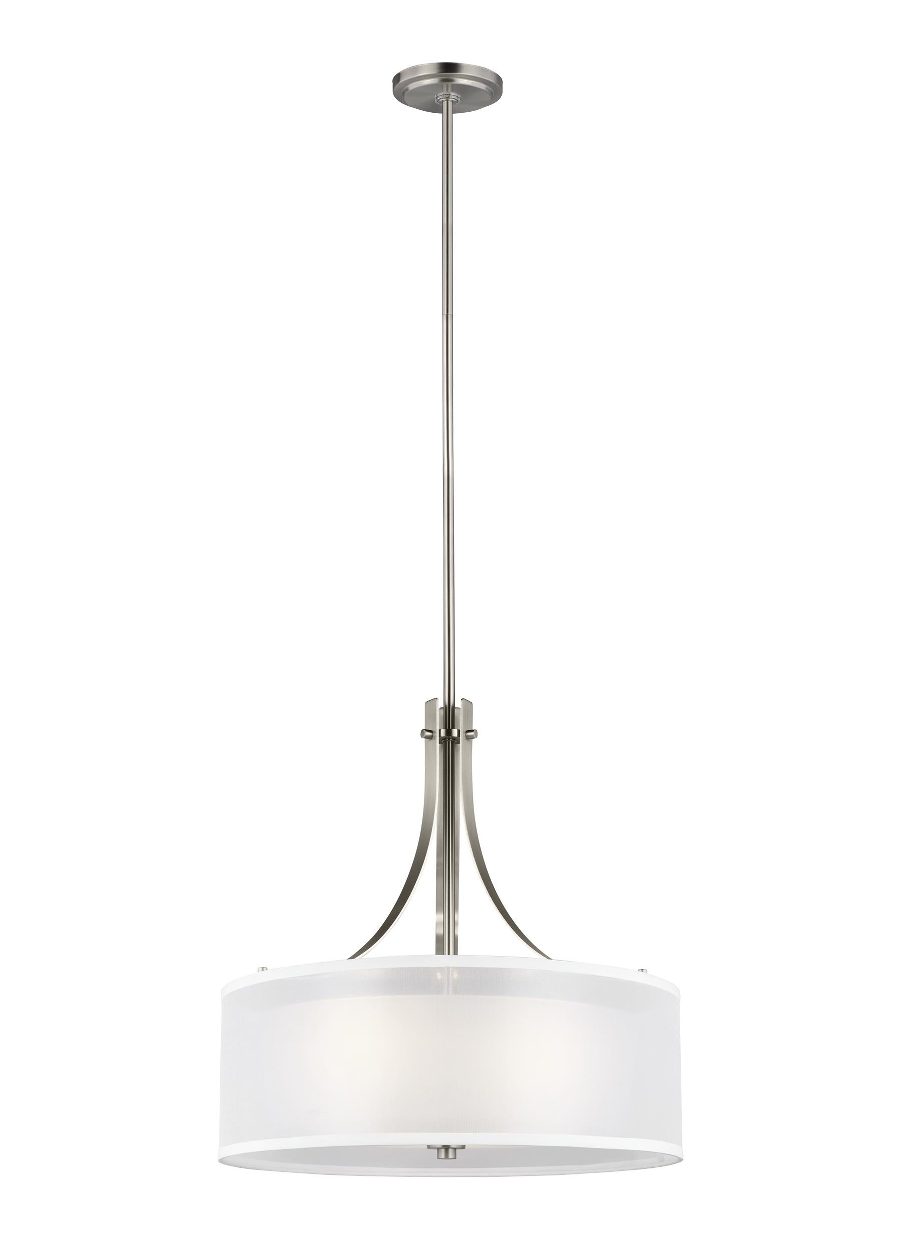 Elmwood Park traditional 3-light indoor dimmable ceiling pendant hanging chandelier pendant light in brushed nickel silver...