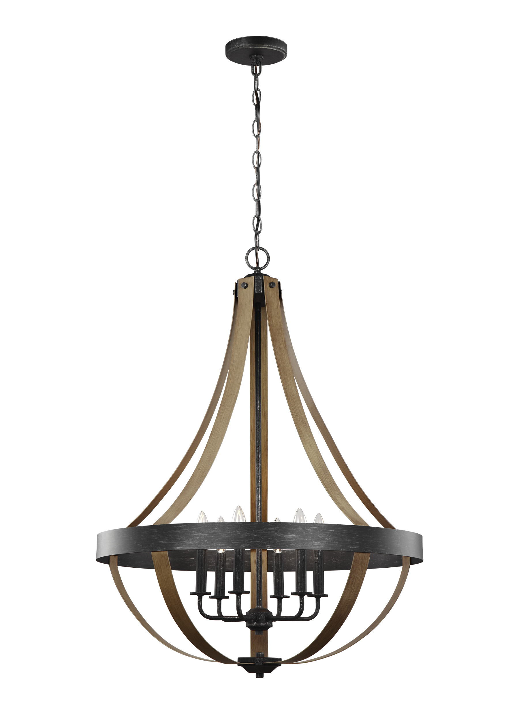 Davlin traditional 6-light indoor dimmable ceiling pendant hanging chandelier pendant light in stardust weathered grey and...