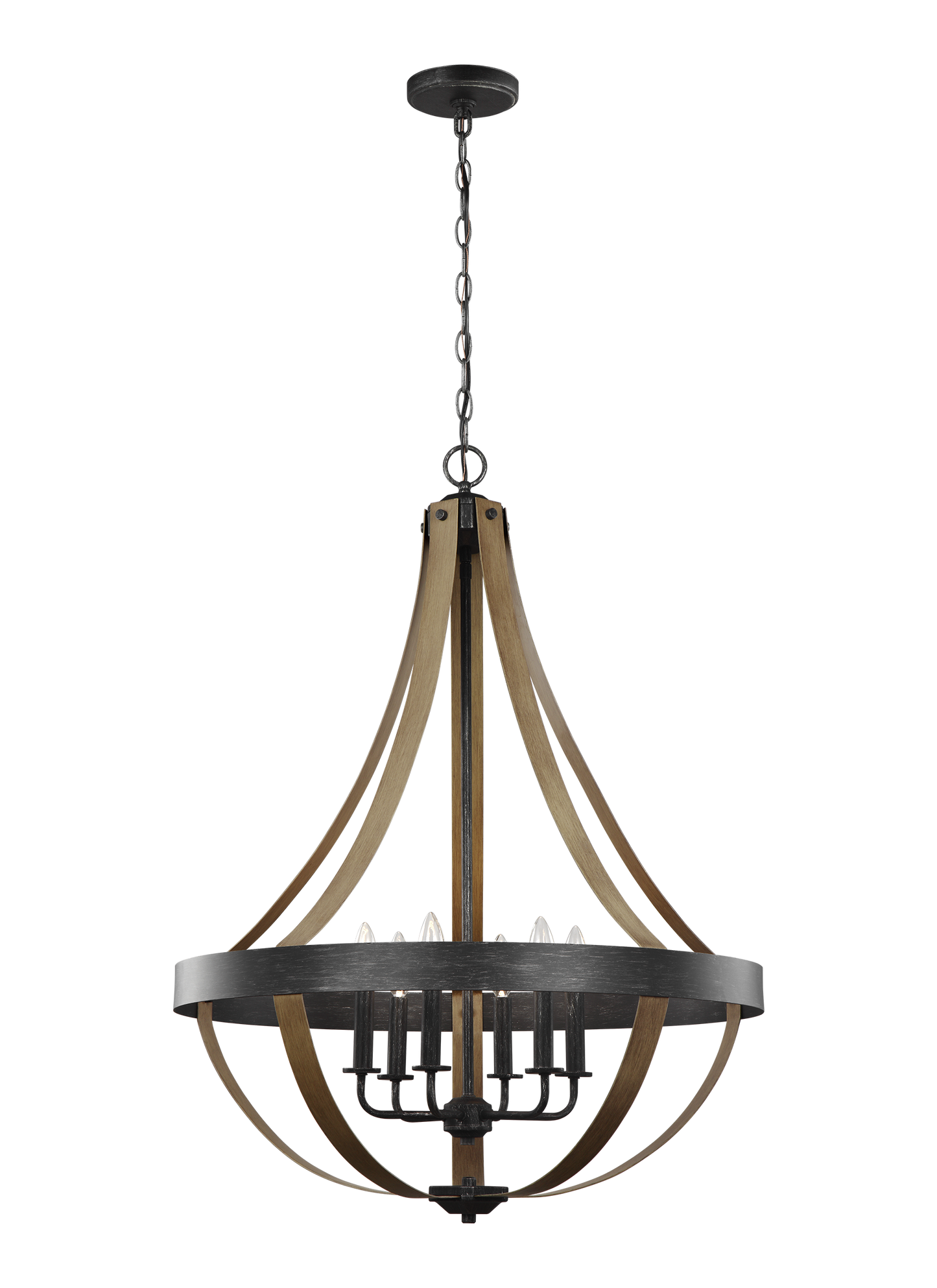 Davlin traditional 6-light indoor dimmable ceiling pendant hanging chandelier pendant light in stardust weathered grey and...