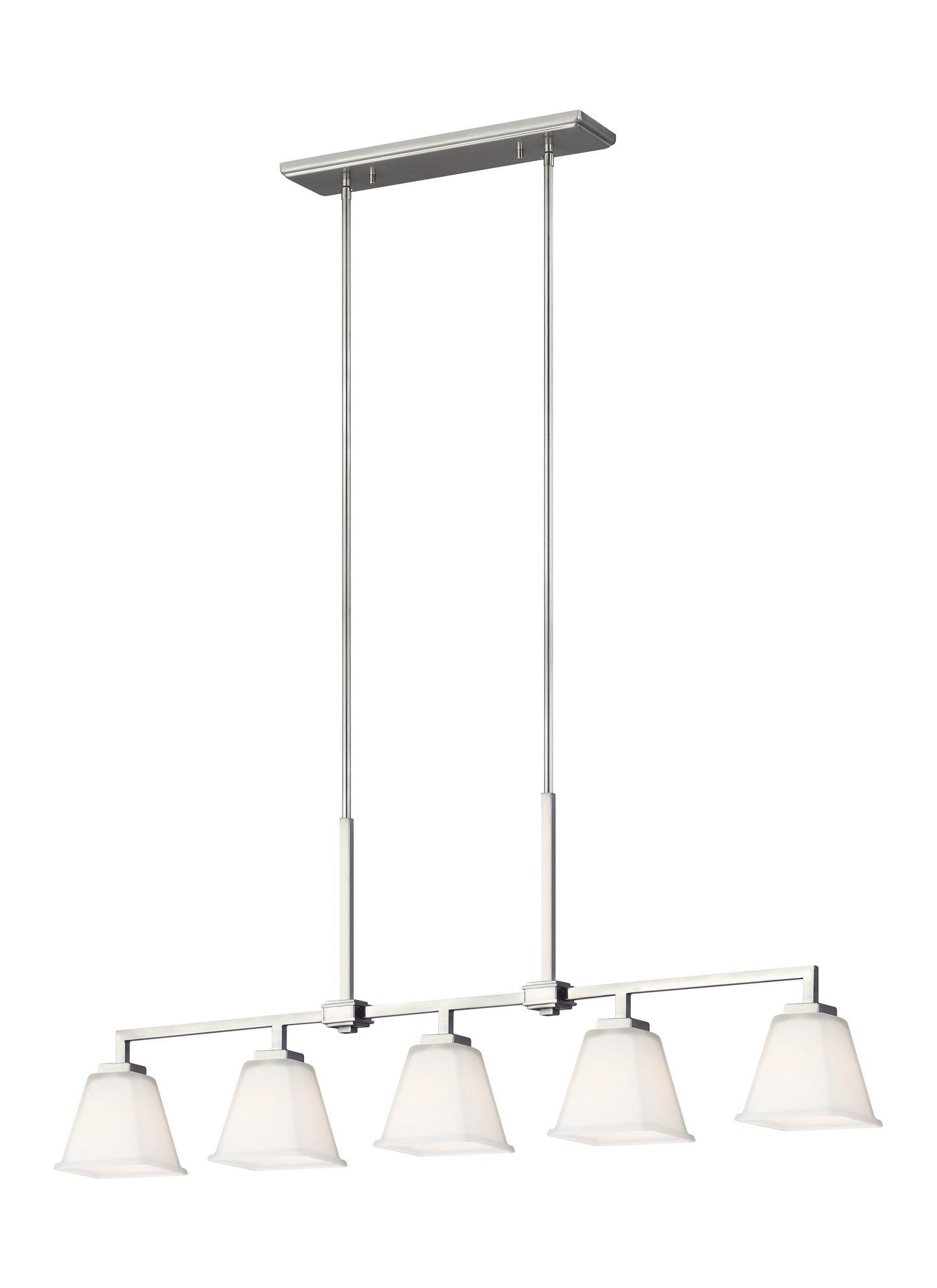 Ellis Harper classic 5-light indoor dimmable linear ceiling chandelier pendant light in brushed nickel silver finish with ...