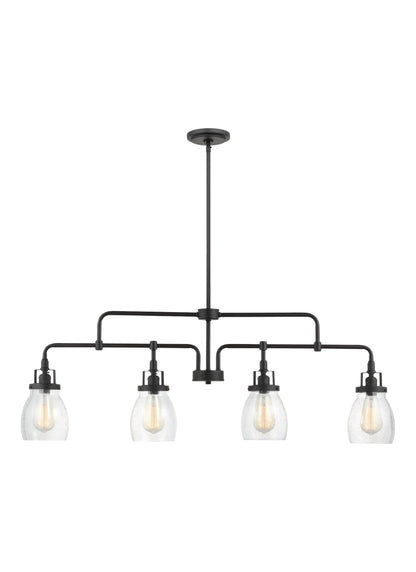 Belton transitional 4-light indoor dimmable ceiling pendant hanging chandelier pendant light in midnight black finish with...