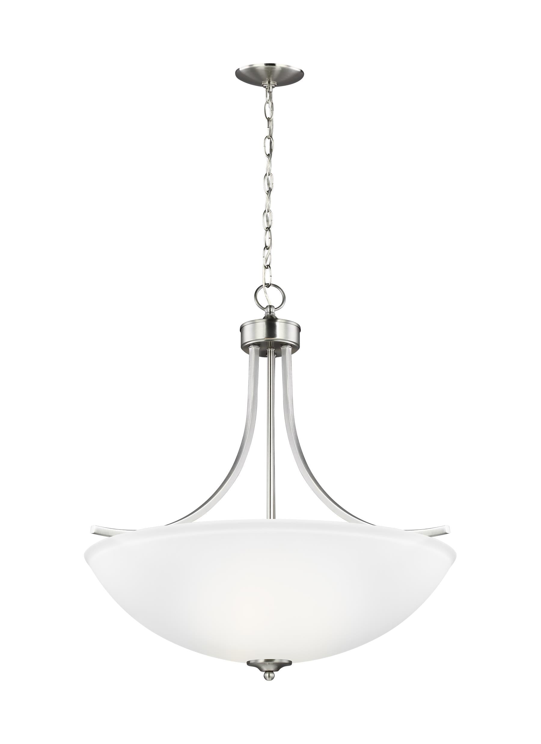 Geary transitional 4-light indoor dimmable ceiling pendant hanging chandelier pendant light in brushed nickel silver finis...