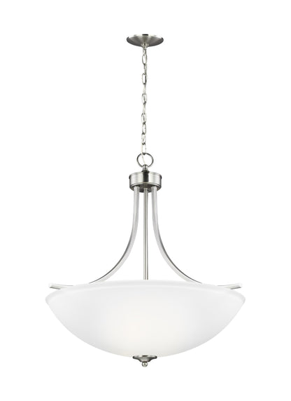 Geary transitional 4-light indoor dimmable ceiling pendant hanging chandelier pendant light in brushed nickel silver finis...