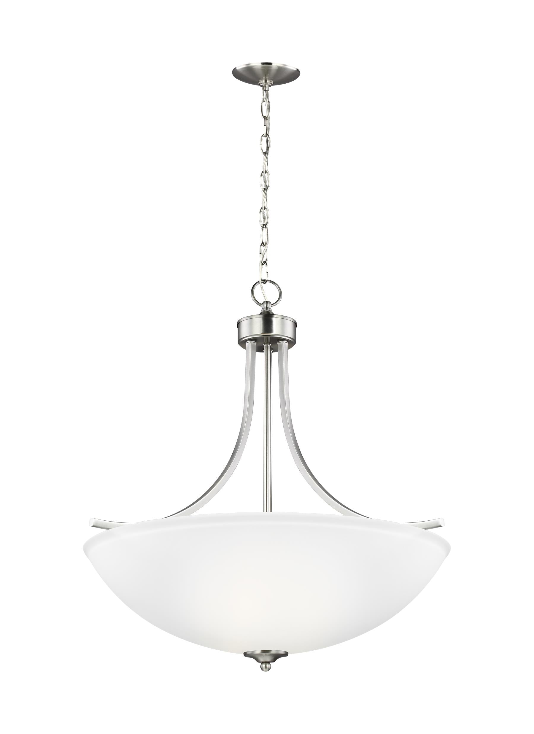 Geary transitional 4-light indoor dimmable ceiling pendant hanging chandelier pendant light in brushed nickel silver finis...