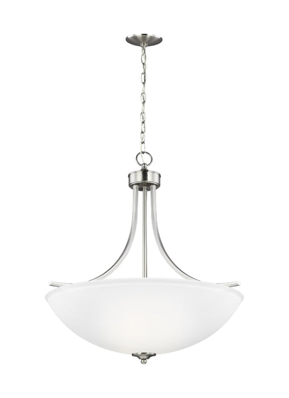 Geary transitional 4-light indoor dimmable ceiling pendant hanging chandelier pendant light in brushed nickel silver finis...