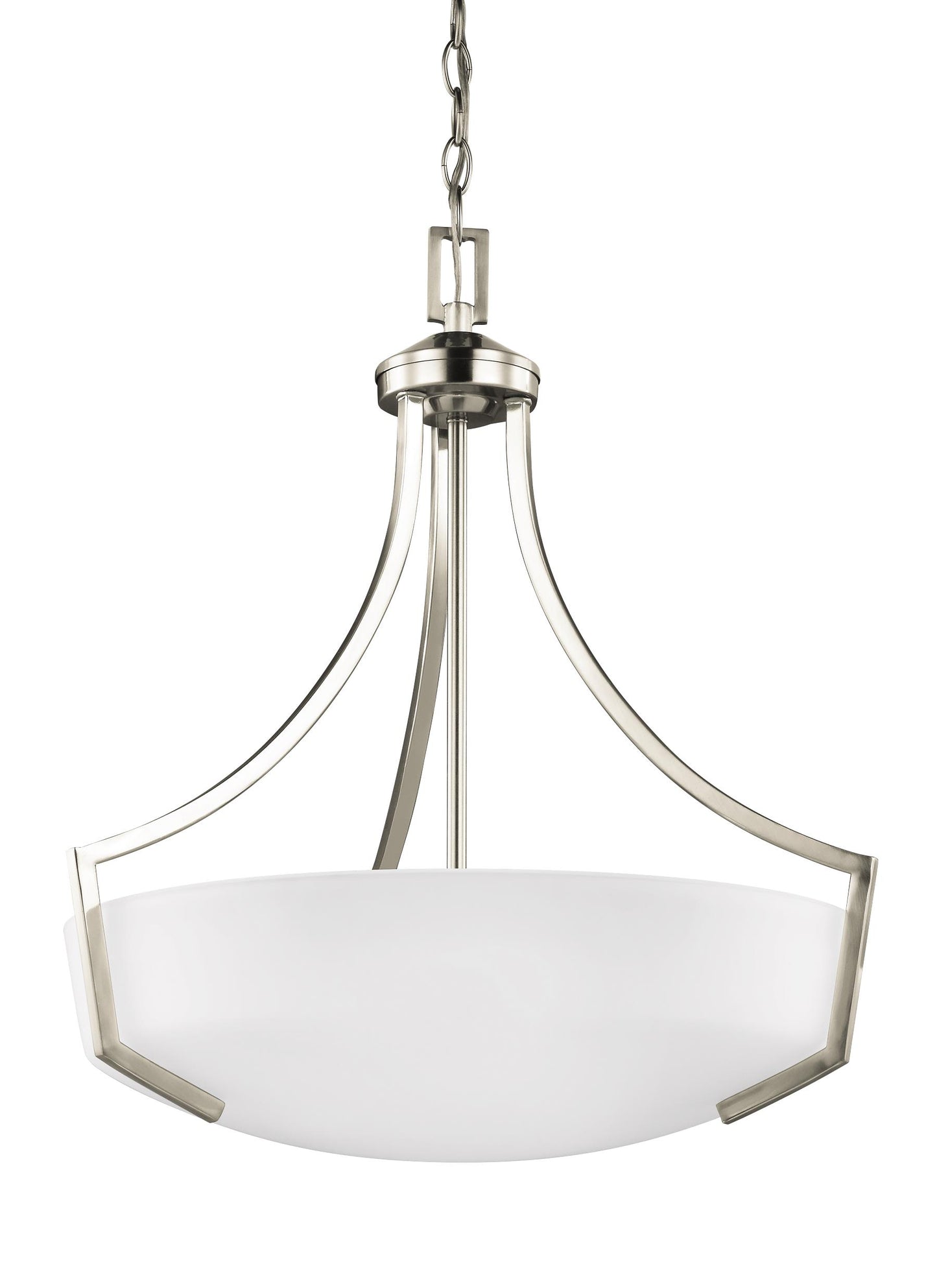 Hanford traditional 3-light indoor dimmable ceiling pendant hanging chandelier pendant light in brushed nickel silver fini...