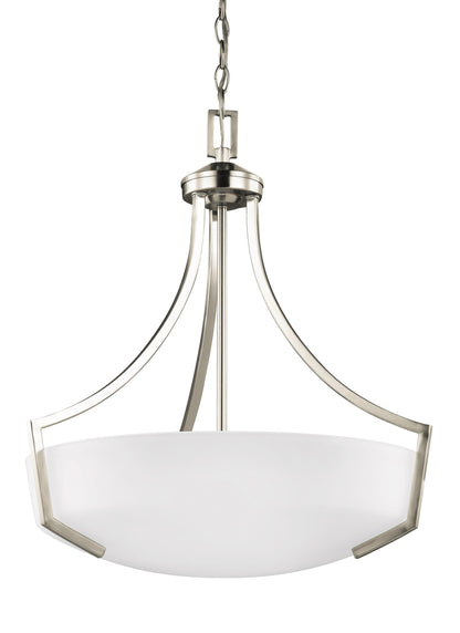 Hanford traditional 3-light indoor dimmable ceiling pendant hanging chandelier pendant light in brushed nickel silver fini...